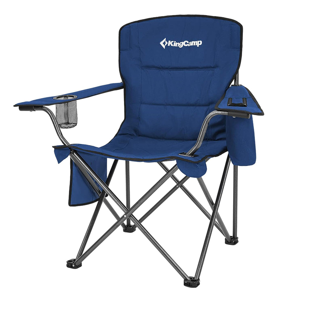 KingCamp Padded Oversized Folding Chair with Cupholder, Cooler, and Pocket, Blue - VMInnovations