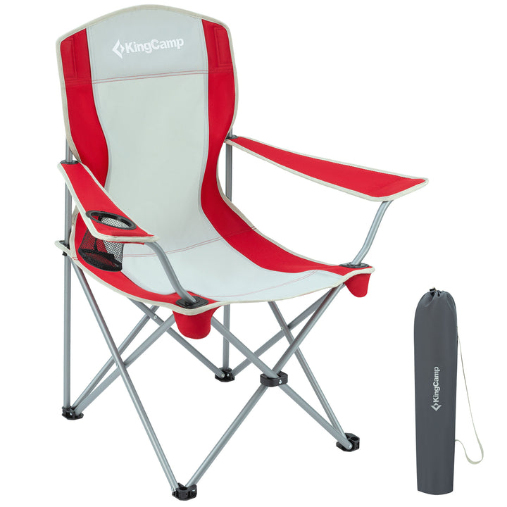 KingCamp Lightweight Folding Outdoor Camping Chair with Cupholder, Red/Gray - VMInnovations