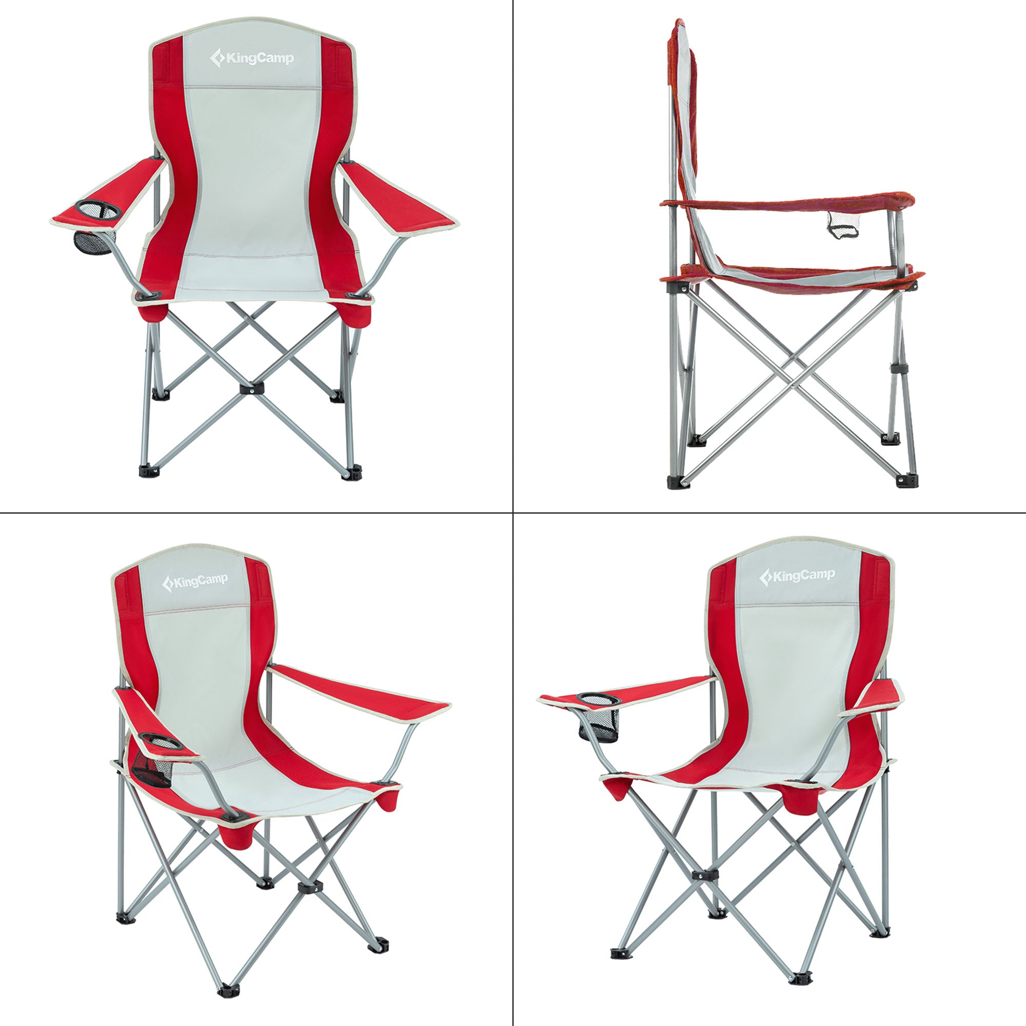 KingCamp Lightweight Folding Camping Chair with Cupholder, Red/Gray (Used) - VMInnovations
