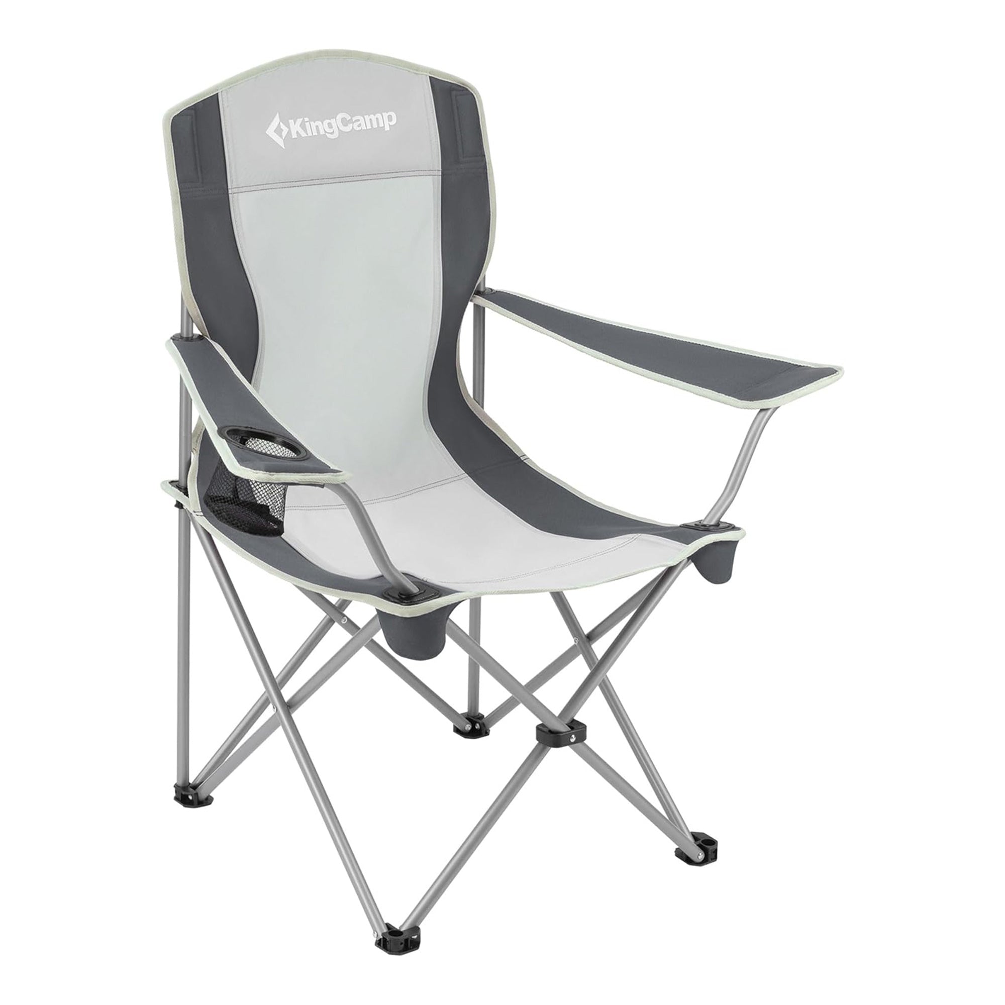 KingCamp Portable Folding Chair with Mesh Cup Holder and Carry Bag, Black/Gray (2 Pack) - VMInnovations