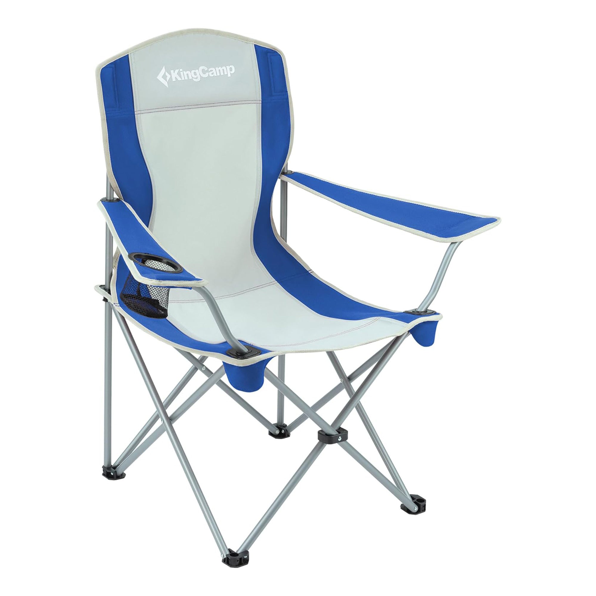 KingCamp Portable Folding Chair with Mesh Cup Holder and Carry Bag, Blue/Gray (2 Pack) - VMInnovations