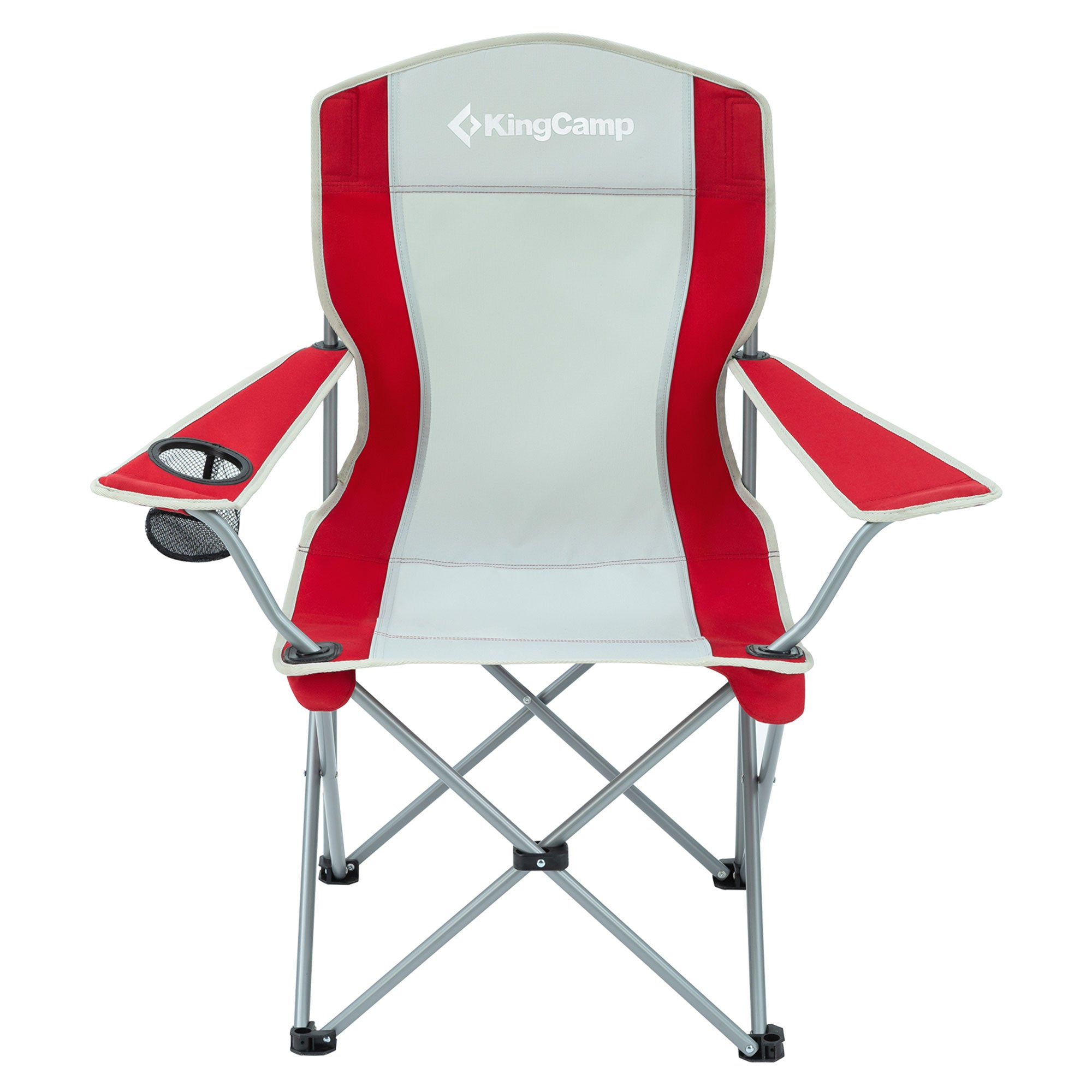 KingCamp Folding Chair w/Mesh Cup Holder & Carry Bag, Red/Gray (2pk) (Open Box)