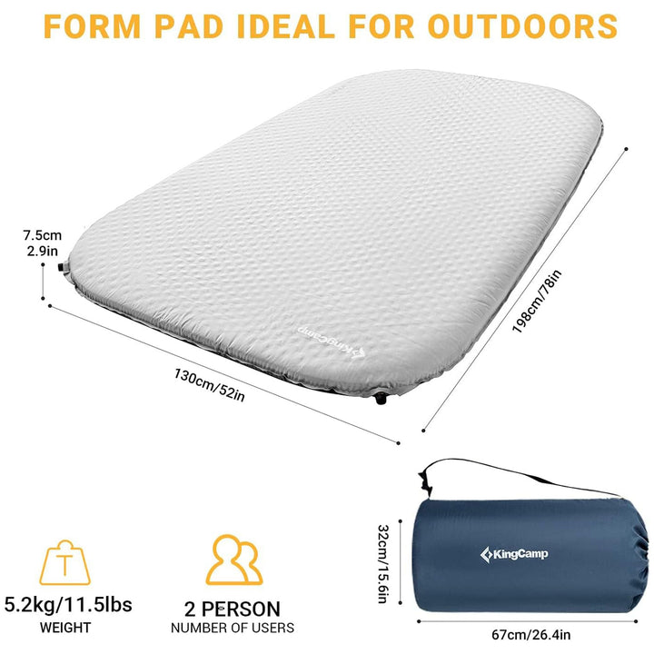 KingCamp 2 Person Self Inflating Double Air Sleeping Pad, Light Gray/Charcoal - VMInnovations