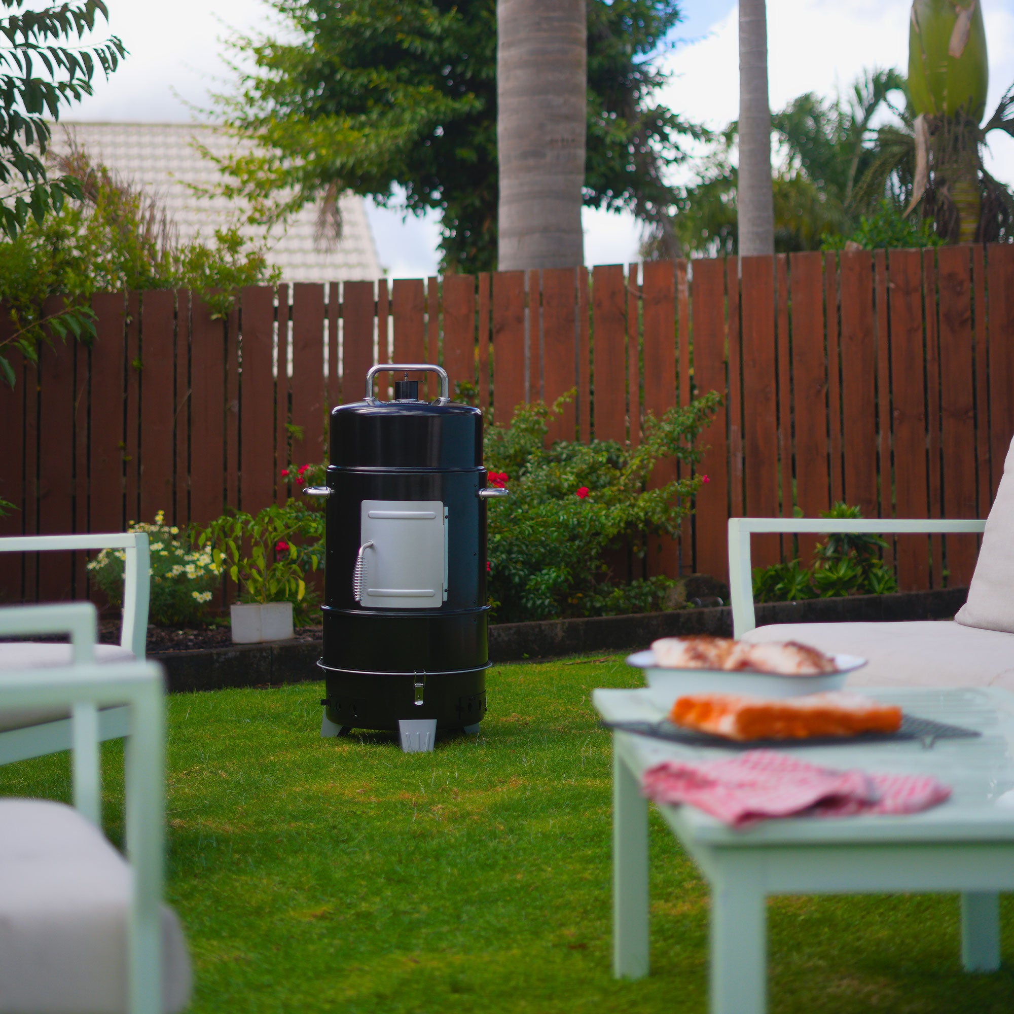 Grill Boss Vertical Charcoal Smoker, 4 Tier, 564 Sq In, Black (Open Box) - VMInnovations