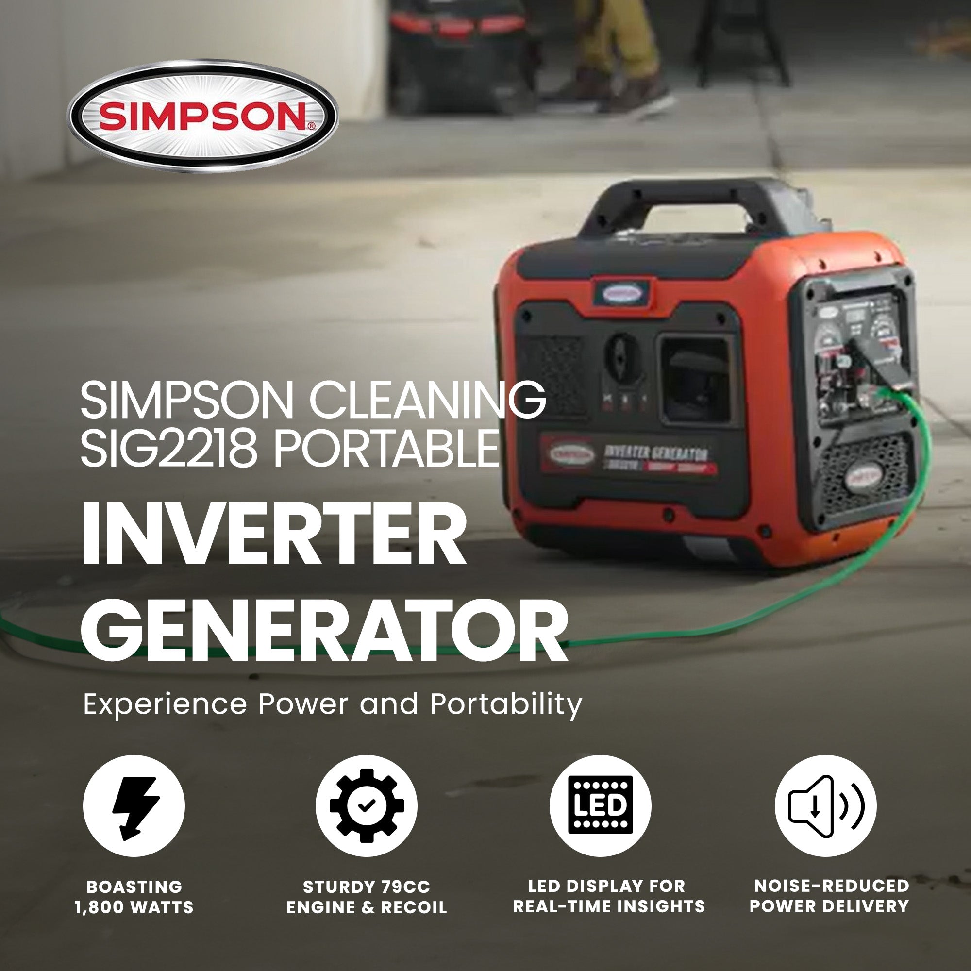 Simpson Cleaning SIG2218 1,800 Watt Portable Generator w/ LED Display (Open Box) - VMInnovations
