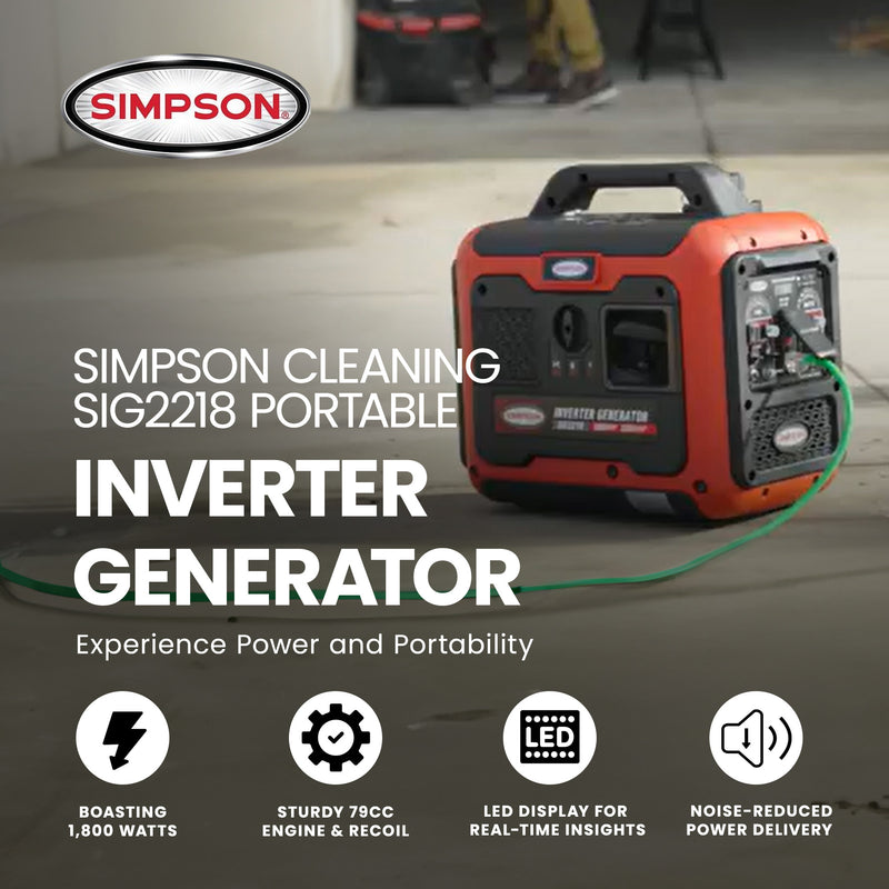 Simpson Cleaning SIG2218 1,800 Watt Portable Inverter Generator with LED Display