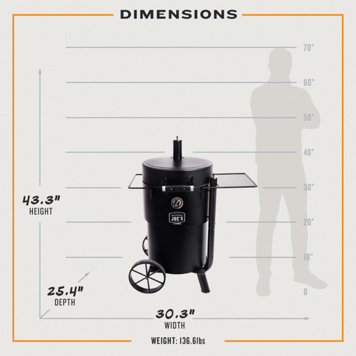 Char-Broil Oklahoma Joes Bronco Barrel Drum Smoker with Porcelain Coated Steel - VMInnovations