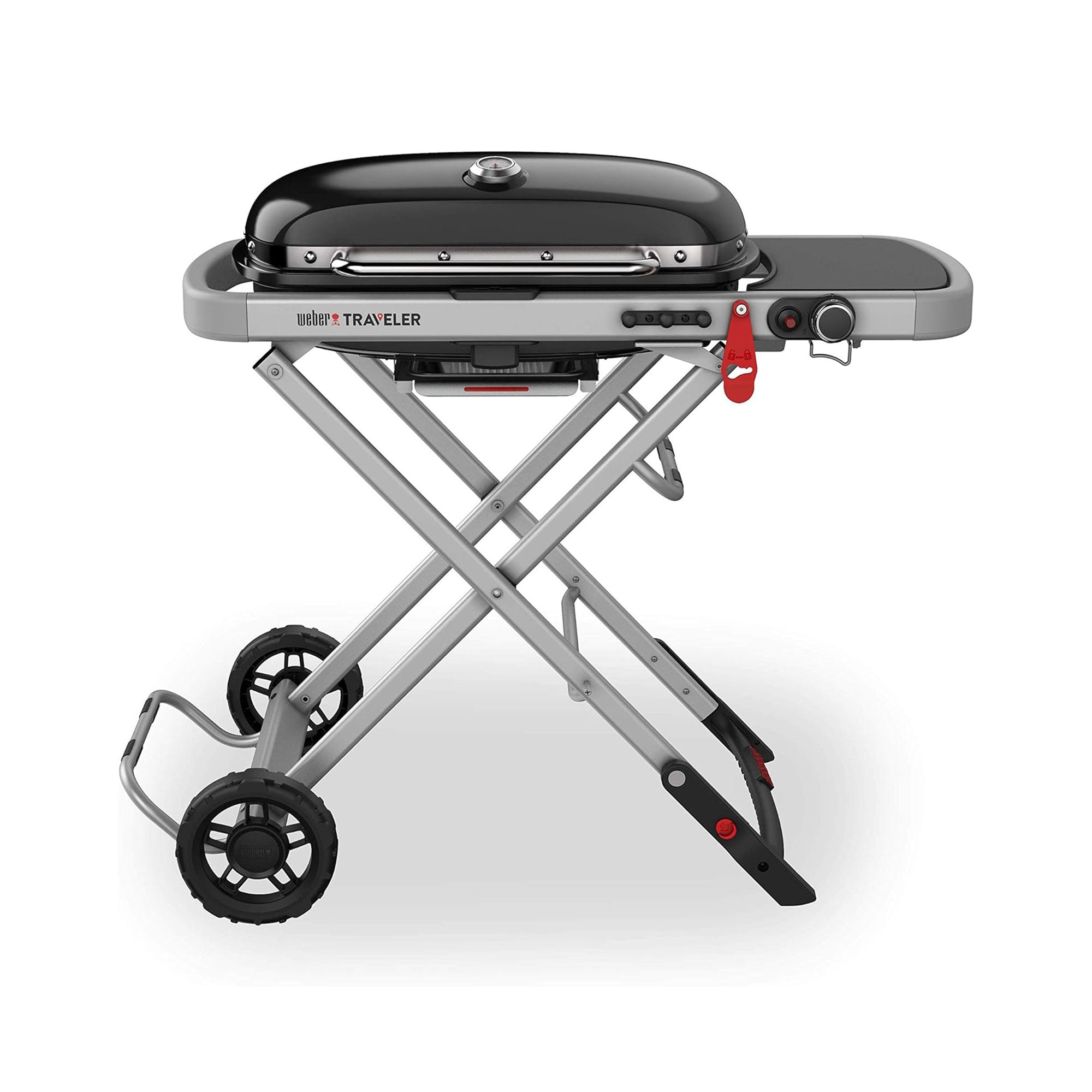Weber Traveler Outdoor Porcelain Coated Cast Iron LP Gas Grill, Black (Open Box) - VMInnovations