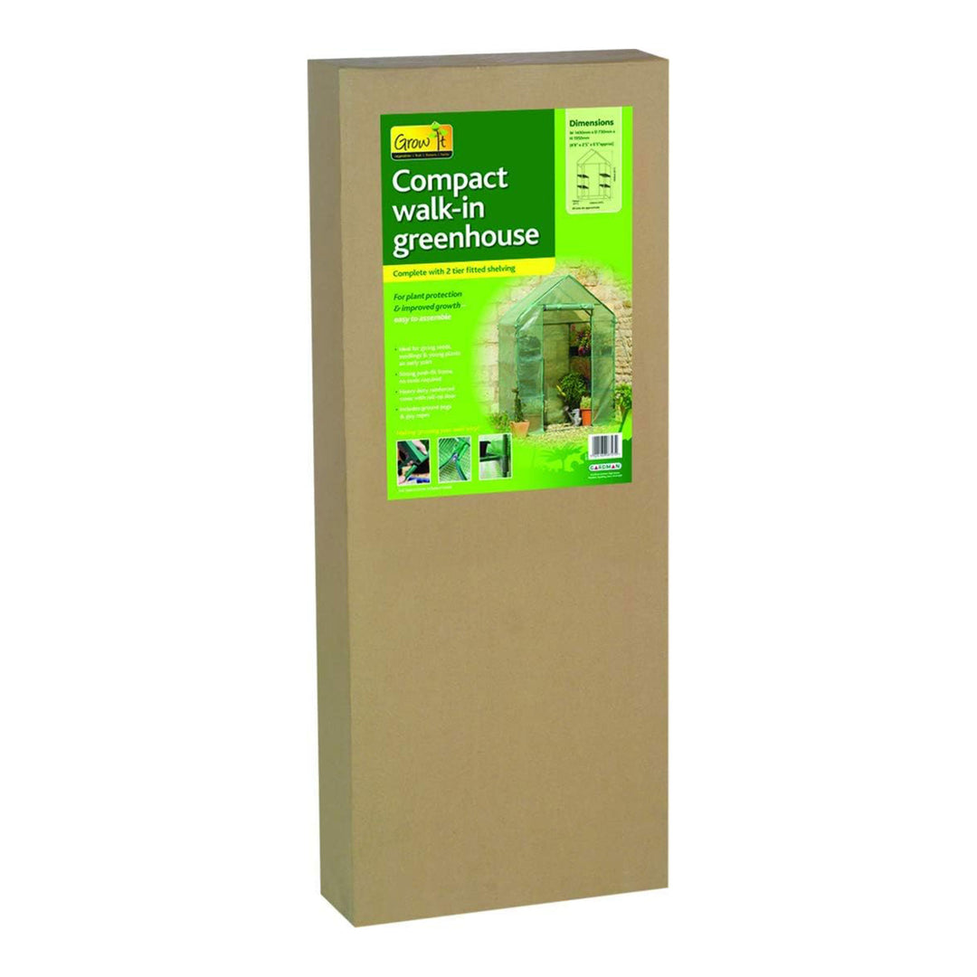 Gardman Walk In Greenhouse with 2 Tier Shelving Unit and Zippered Door, Green - VMInnovations