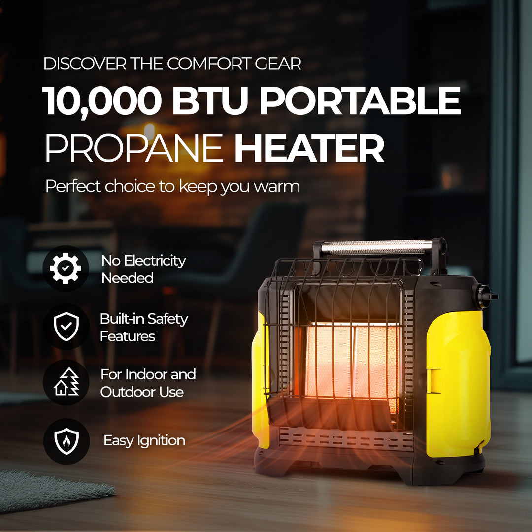 Comfort Gear 10,000 BTU Portable Propane Heater for Indoor, Outdoor, and Camping - VMInnovations