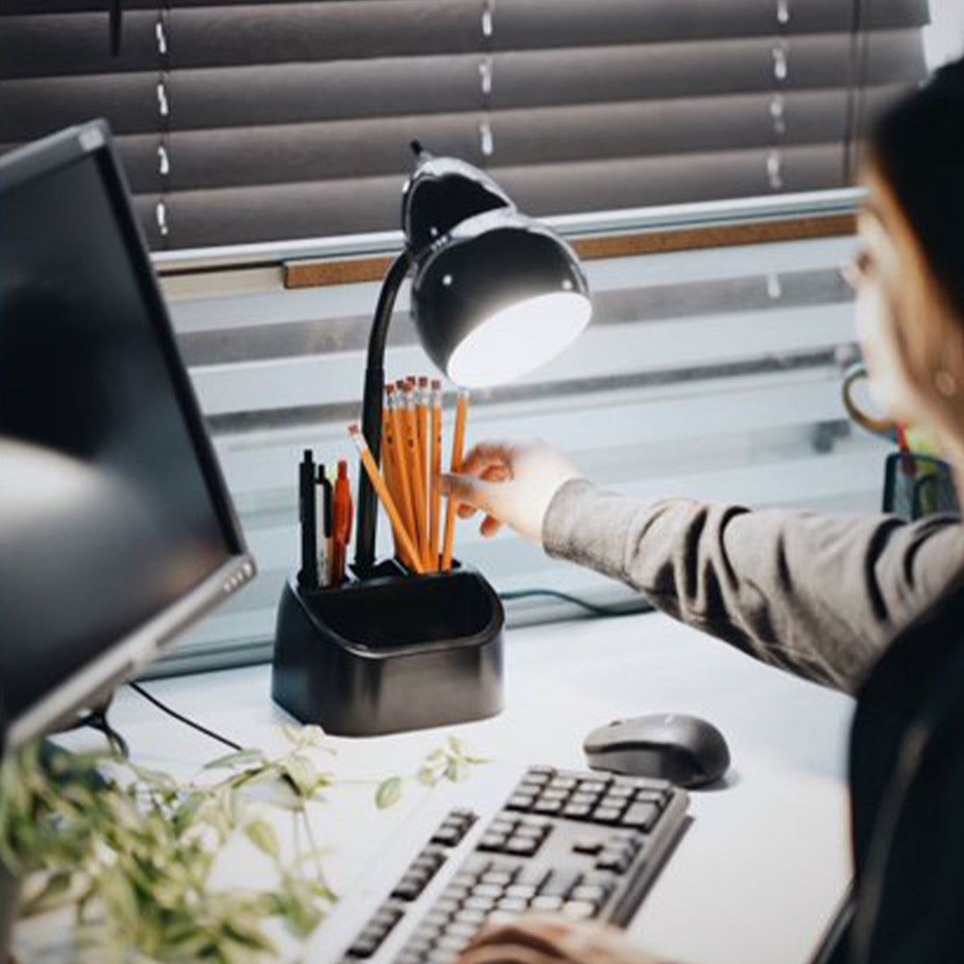 Globe Electric LED Integrated Goose Neck Desk Lamp with USB Port and Organizer - VMInnovations