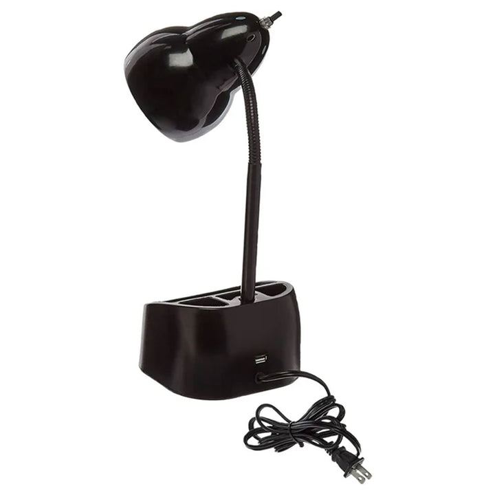 Globe Electric LED Integrated Goose Neck Desk Lamp with USB Port and Organizer - VMInnovations