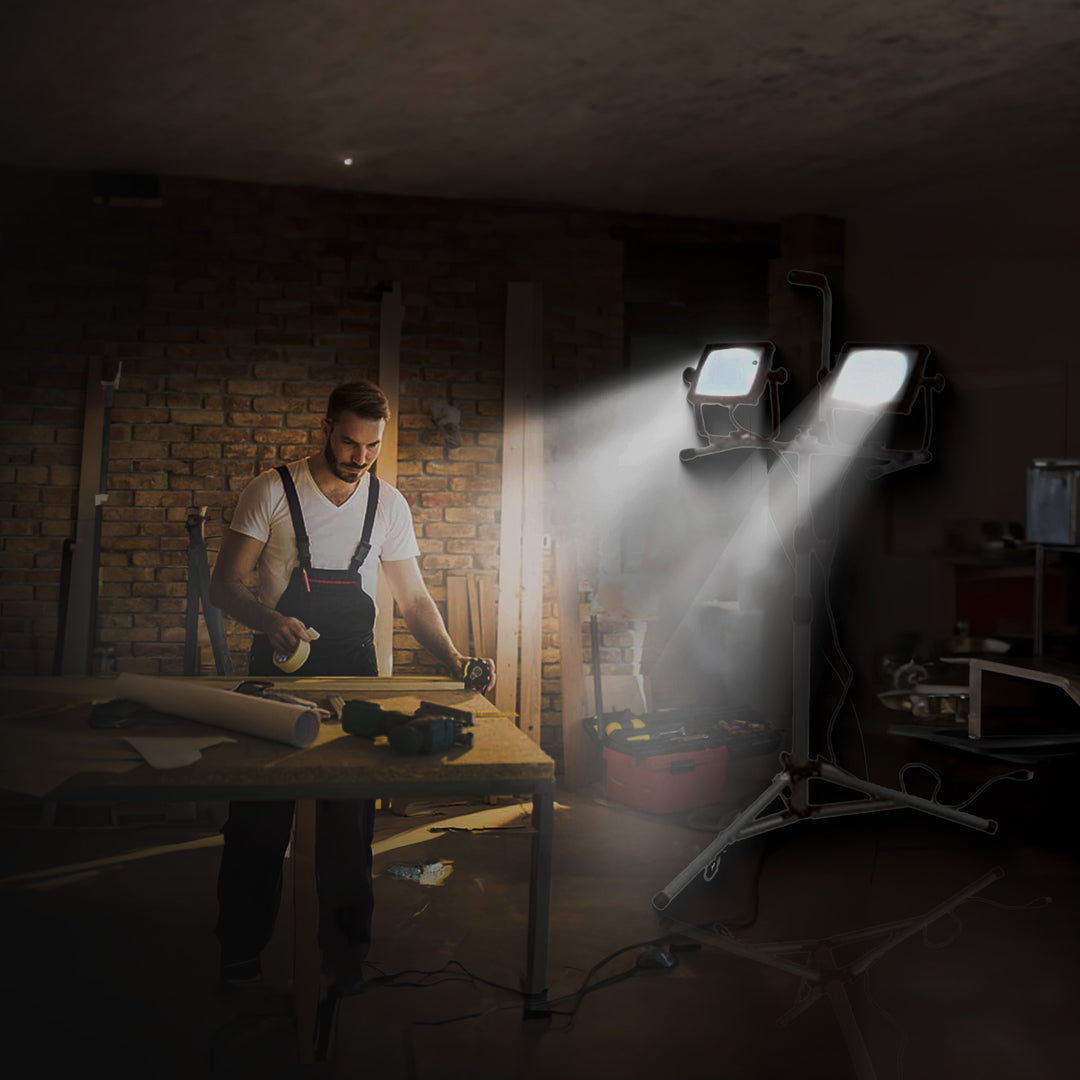 Master Electrician 10,000 Lumens LED Tripod Work Light with 6 Foot Cord, Black - VMInnovations