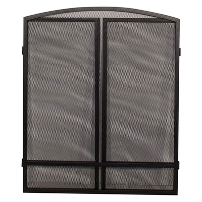 Panacea 30 by 48 Inch 3 Panel Matte Fireplace Screen with Arched Design, Black