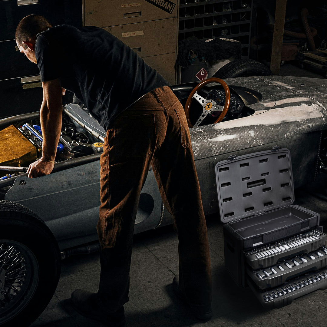 Master Mechanic 205 Piece Mechanics SAE Metric Socket and Tool Set with Case - VMInnovations