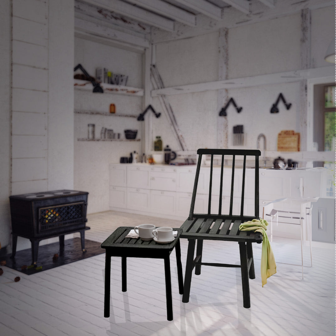 Jack Post Hardwood Classic Indoor and Outdoor Farmhouse Armless Chair, Black - VMInnovations