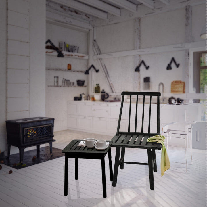 Jack Post Hardwood Classic Indoor and Outdoor Farmhouse Armless Chair, Black - VMInnovations