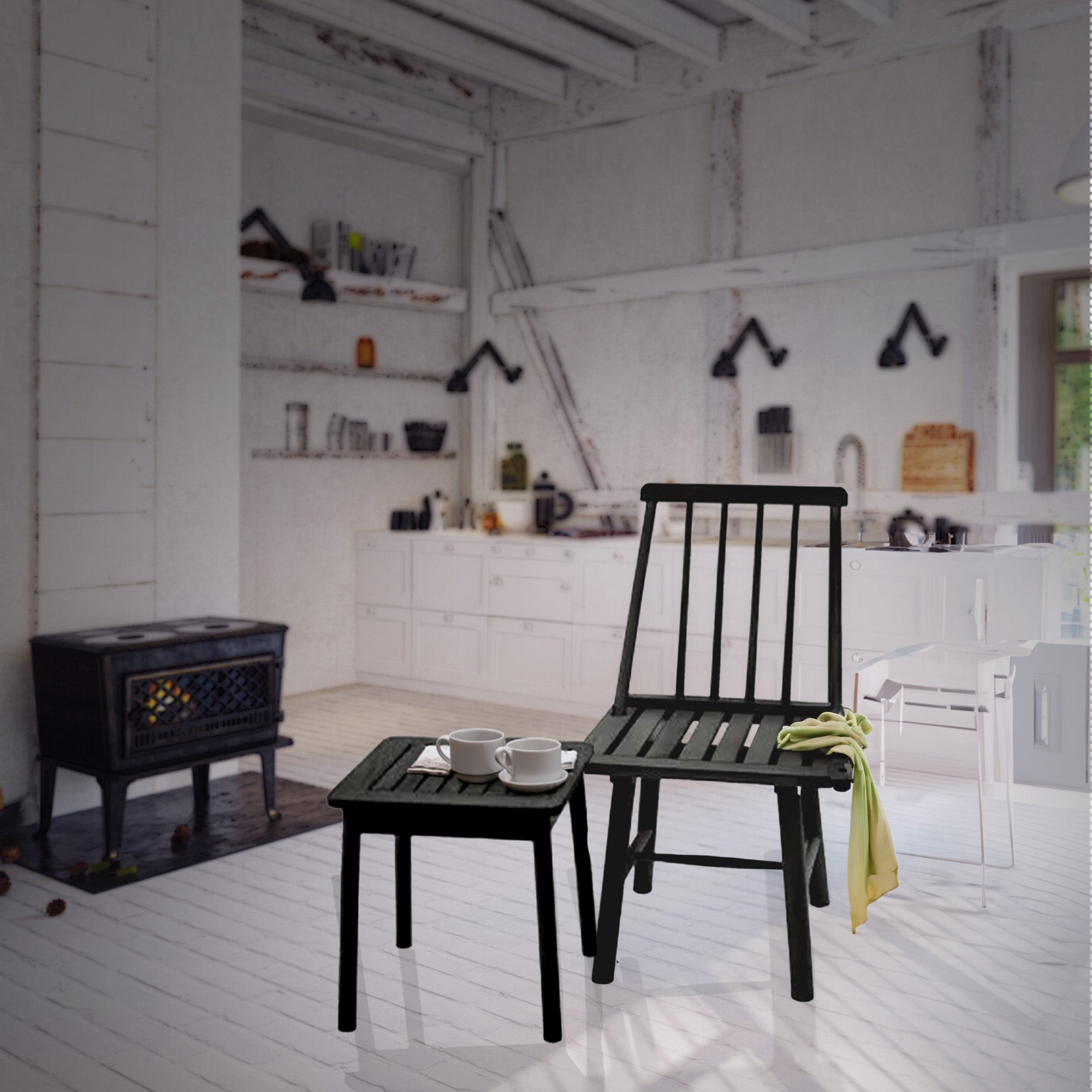 Jack Post Classic Indoor and Outdoor Farmhouse Armless Chair, Black (Open Box) - VMInnovations