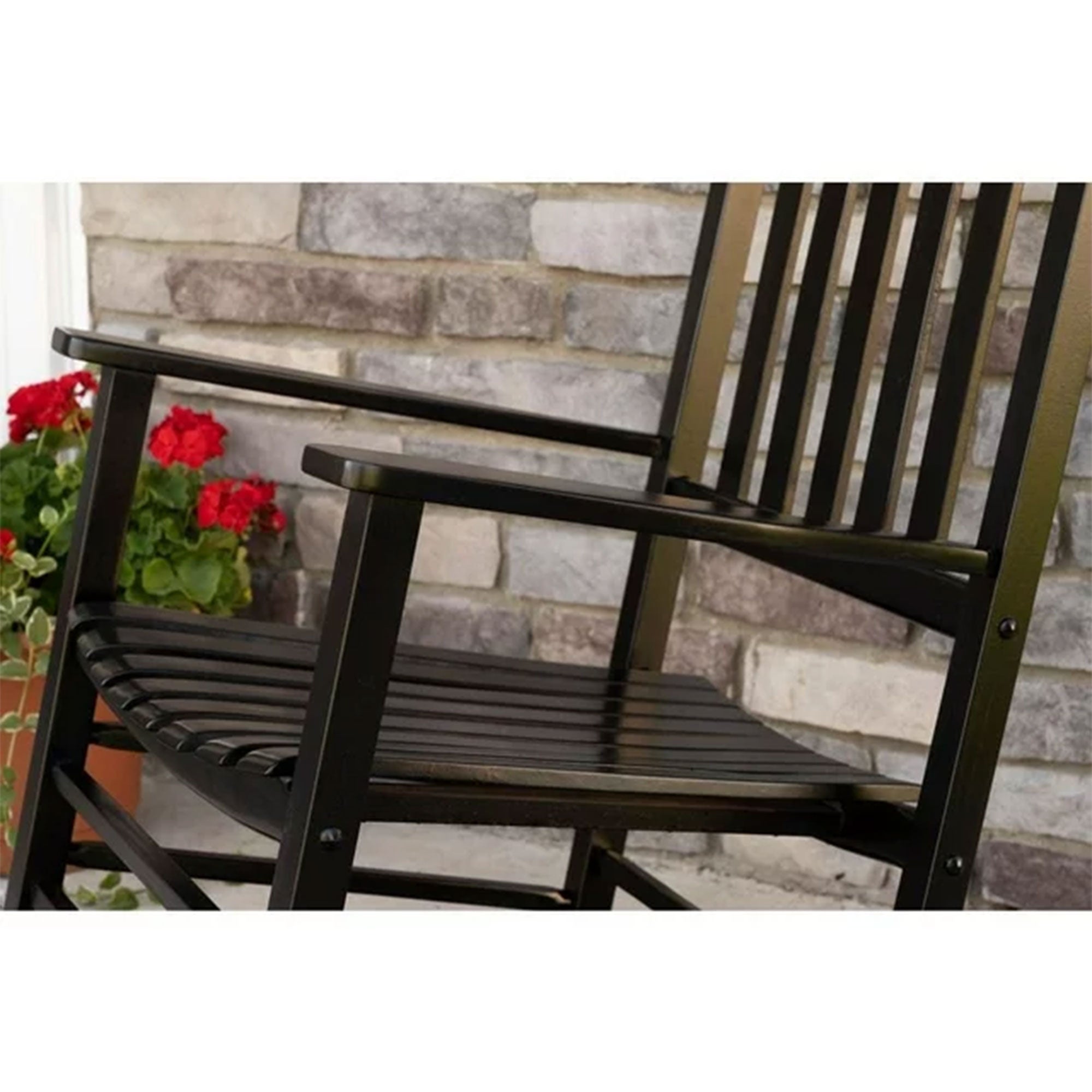 Jack Post Knollwood Mission Style Outdoor Hardwood Porch Rocker Chair, Black - VMInnovations