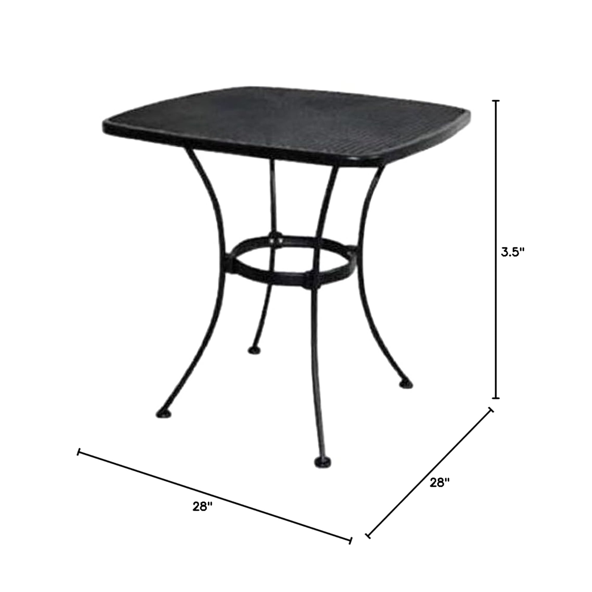 Woodard Uptown 28" Steel Mesh Square Bistro Style Patio Dining Table, Black - VMInnovations
