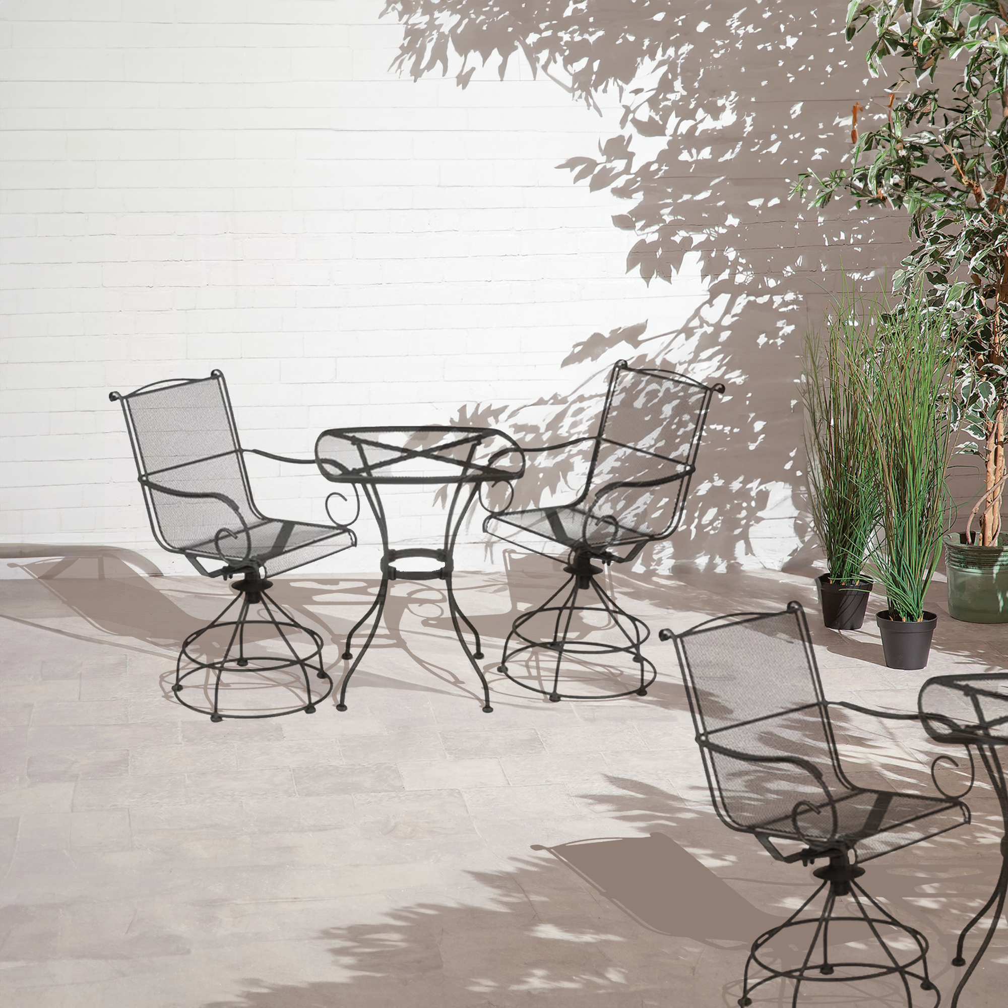 Woodard Uptown 3 Piece Bistro Set with Powder Coated Finish, Black (Used) - VMInnovations