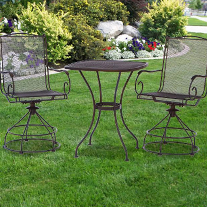 Woodard Uptown 3 Piece Bistro and Balcony Set with Powder Coated Finish, Black - VMInnovations