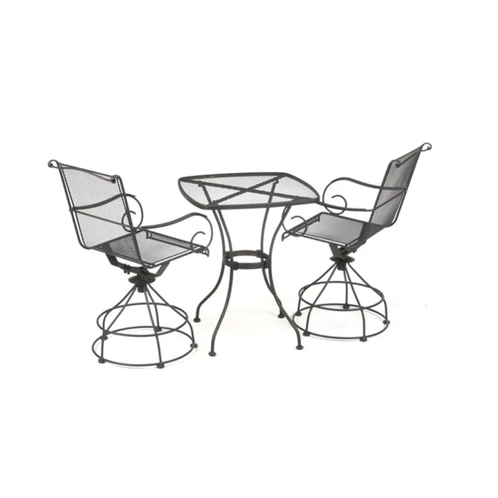 Woodard Uptown 3 Piece Bistro and Balcony Set with Powder Coated Finish, Black - VMInnovations