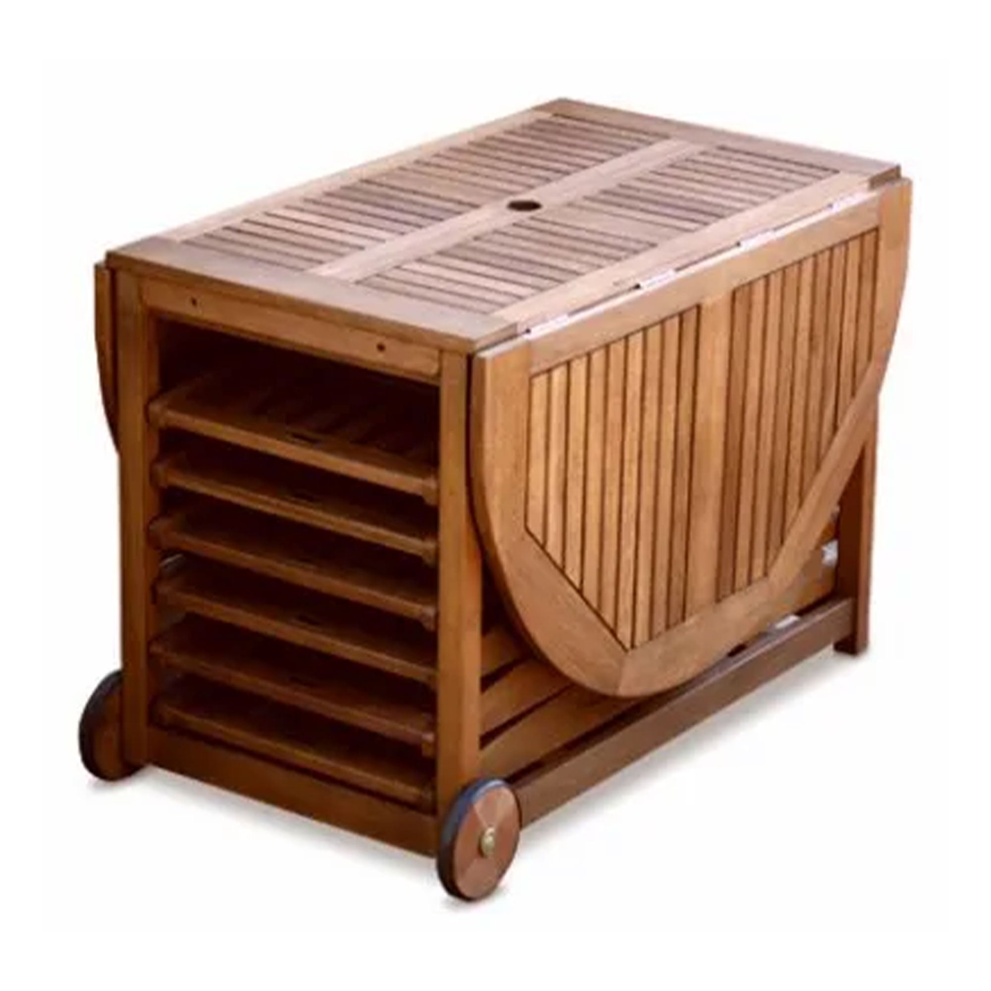 Outdoor Interiors 7 Piece Fold and Store Eucalyptus Hardwood Outdoor Dining Set - VMInnovations