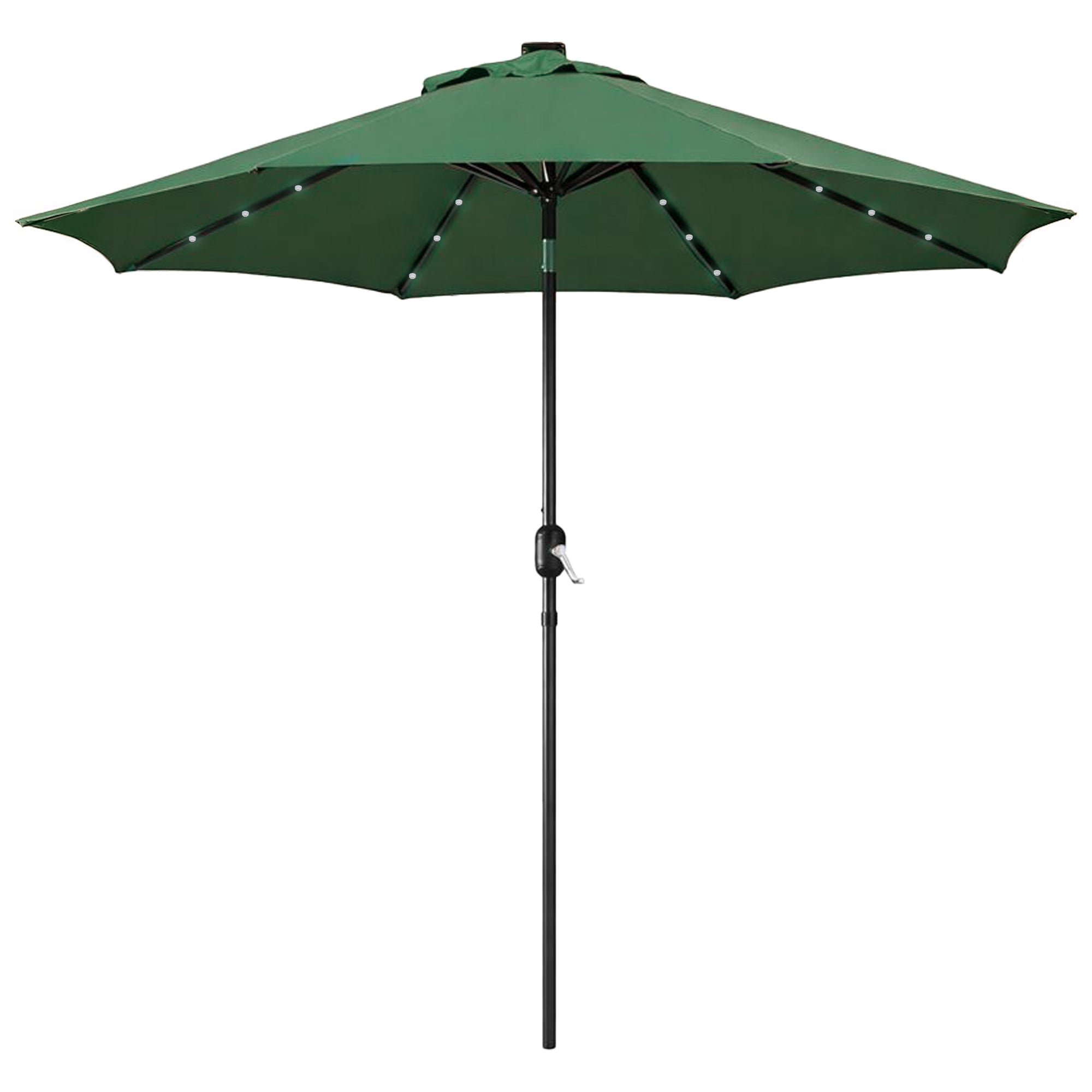 Four Seasons Courtyard 9’ Polyester LED Steel Pole Patio Market Umbrella, Green
