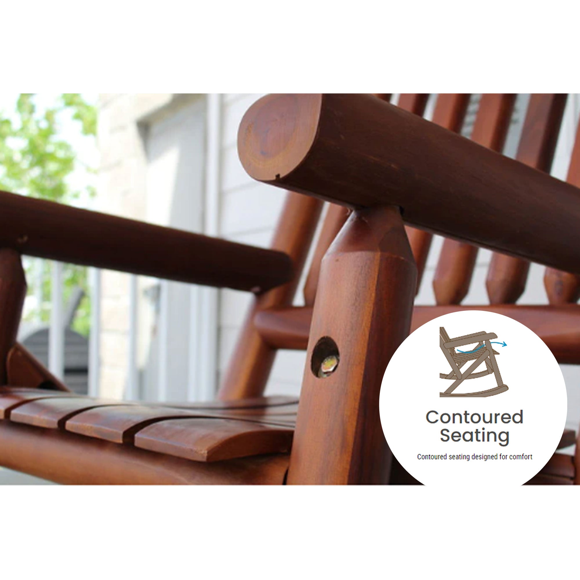 Leigh Country Porch Rocking Chair w/Z Frame Design & Contoured Seating(Open Box) - VMInnovations
