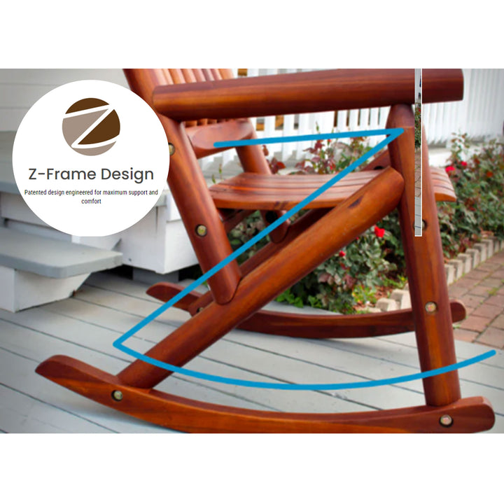 Leigh Country Porch Rocking Chair with Z Frame Design and Contoured Seating - VMInnovations