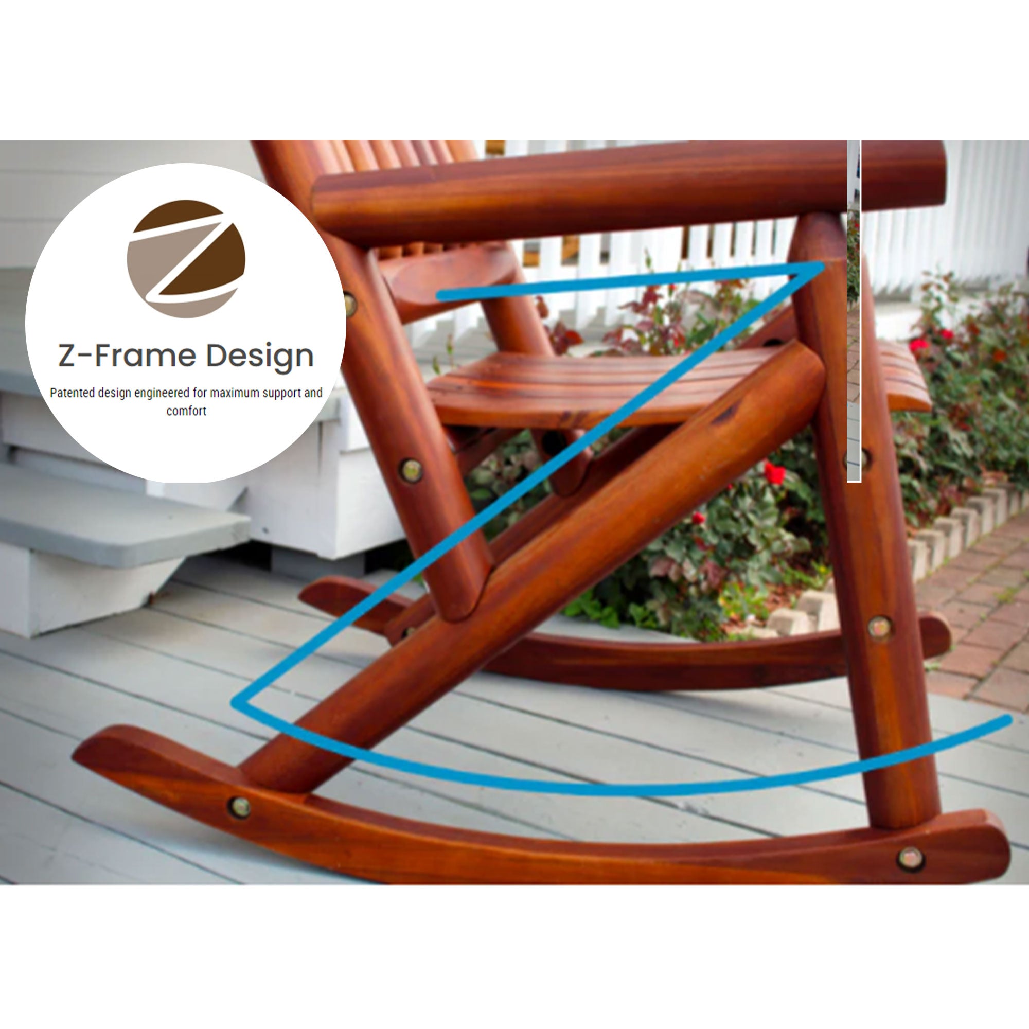 Leigh Country Porch Rocking Chair w/Z Frame Design & Contoured Seating(Open Box) - VMInnovations