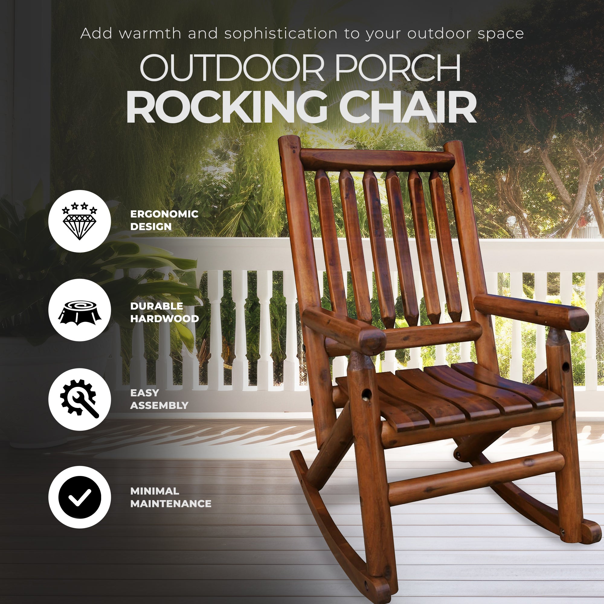 Leigh Country Porch Rocking Chair w/Z Frame Design and Contoured Seating (Used) - VMInnovations