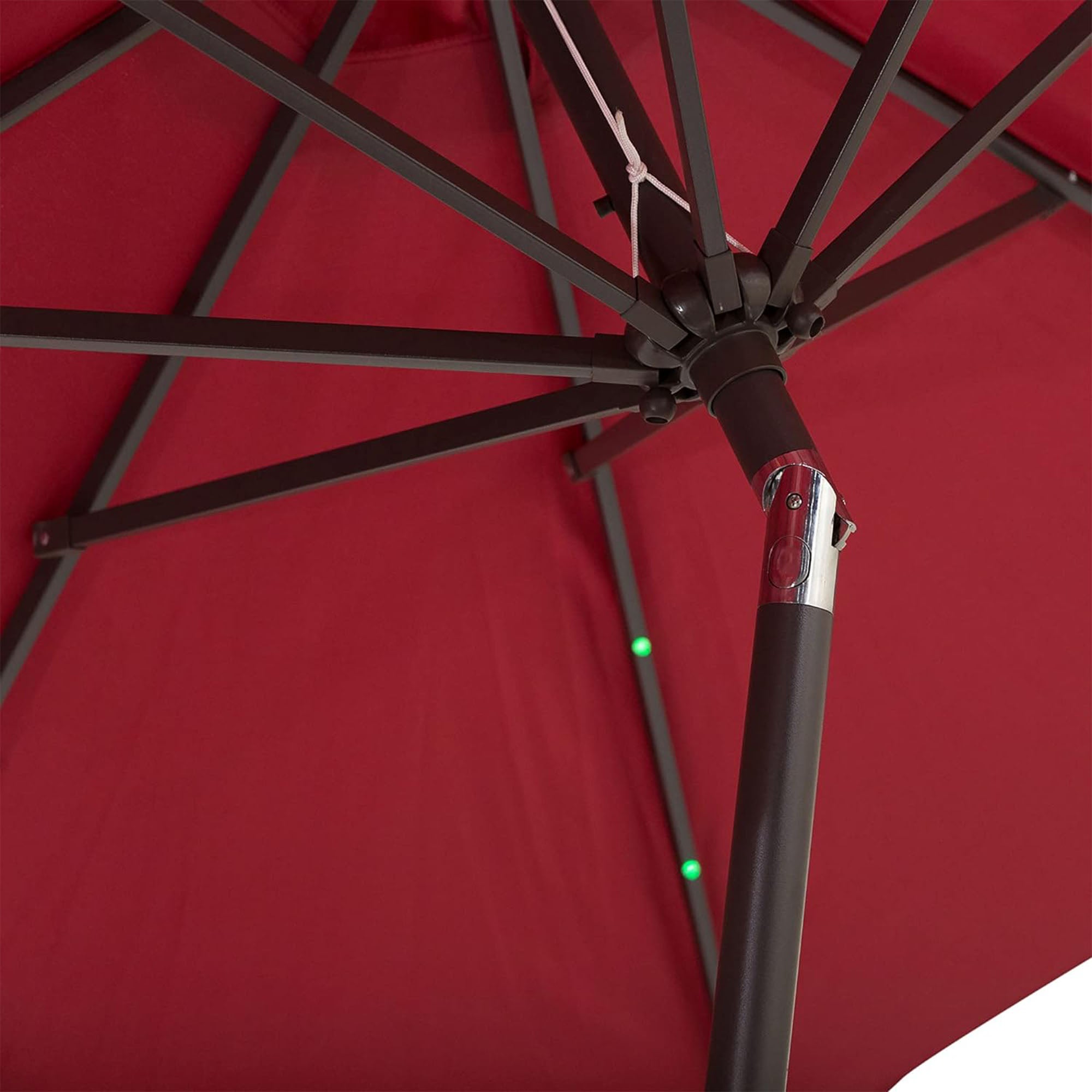 Four Seasons Courtyard 9’ Polyester Patio Market LED Umbrella w/ Steel Pole, Red - VMInnovations