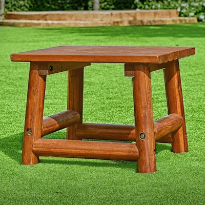 Leigh Country Amber Log Outdoor Patio Handcrafted Hardwood End Table, Brown