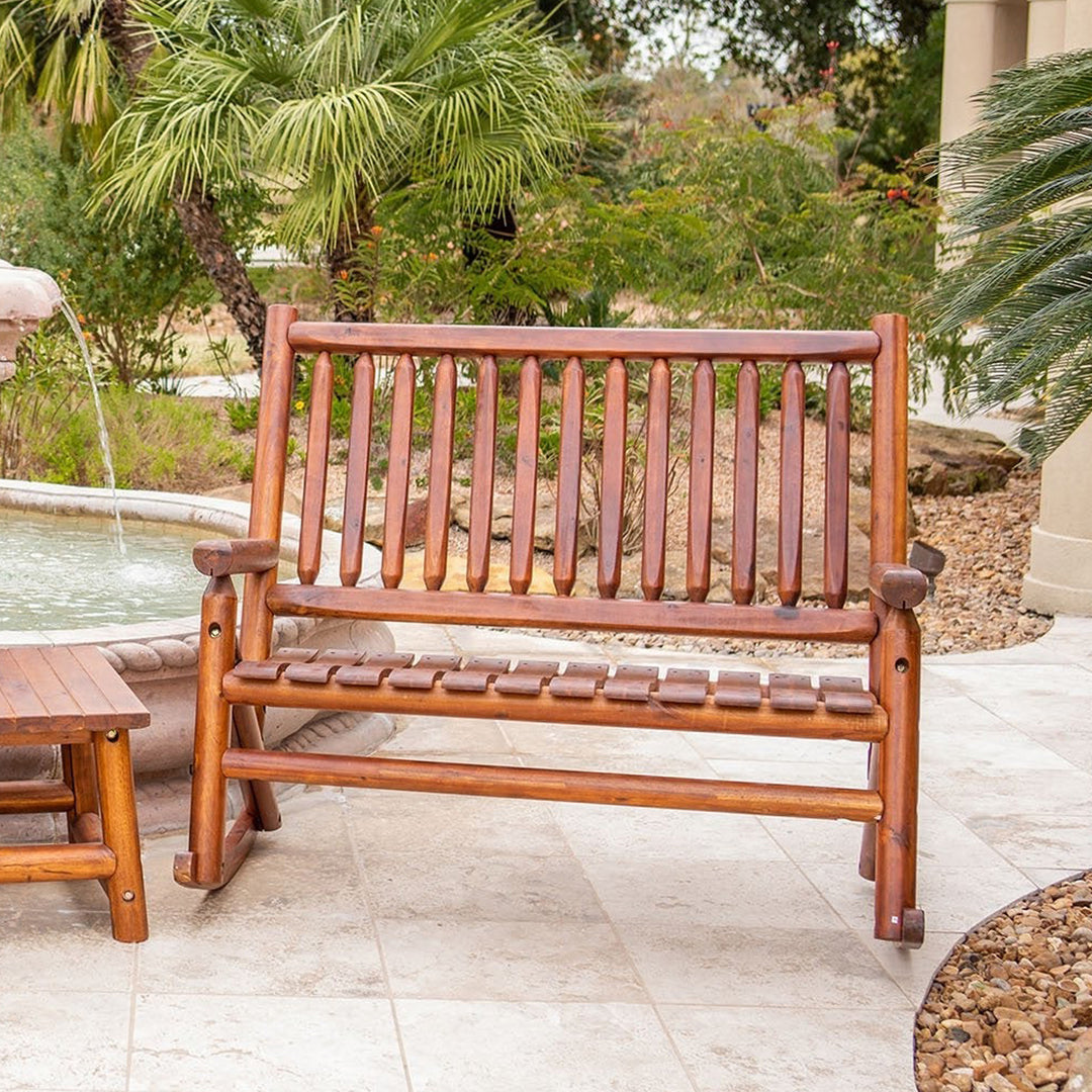 Leigh Country Double Porch Rocking Chair with Curved Seat Slats for Patio Spaces - VMInnovations