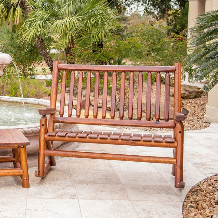 Leigh Country Double Porch Rocking Chair with Curved Seat Slats for Patio Spaces - VMInnovations