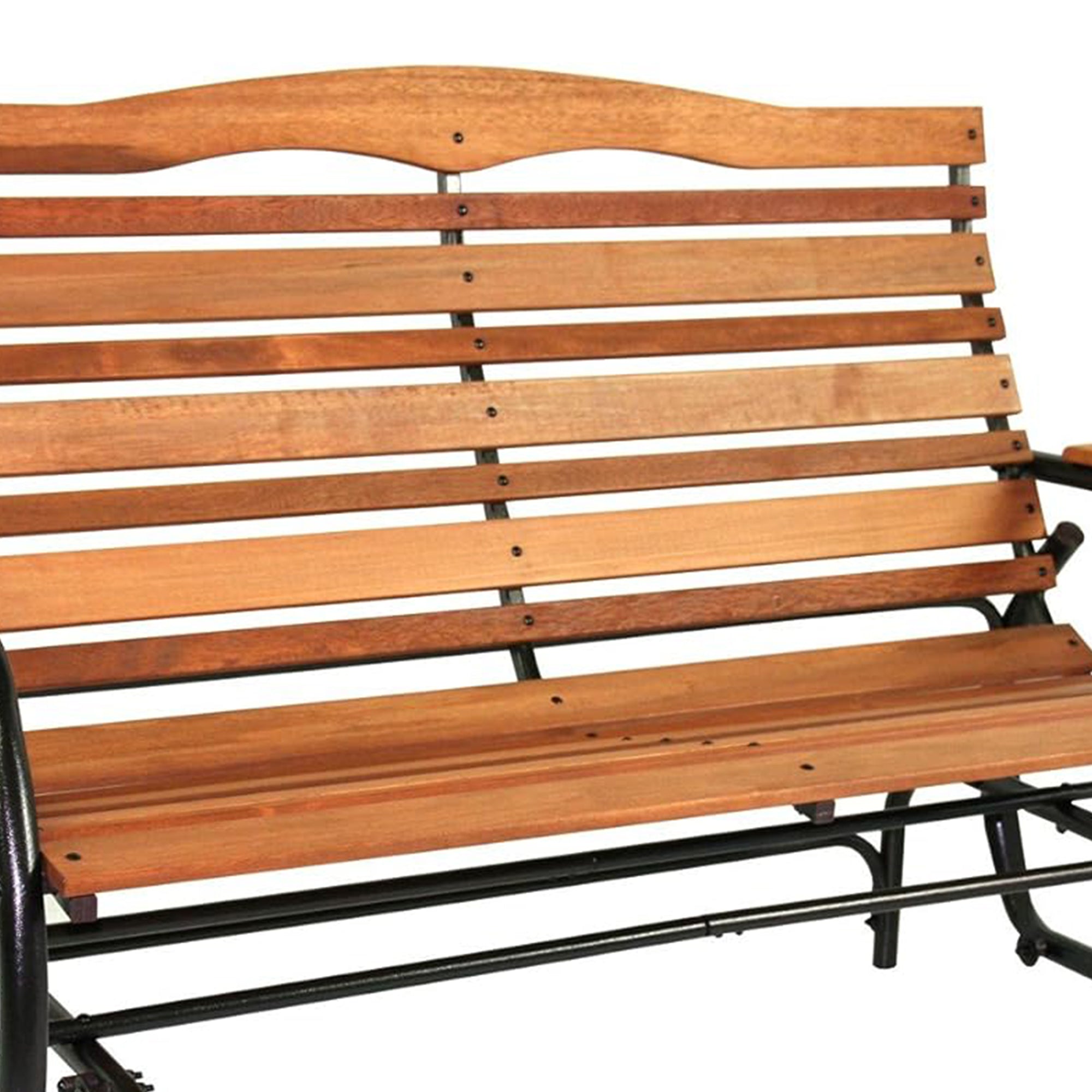 Jack Post 66" Country Garden Hardwood Hi-Back Glider With Trays,Warm Brown(Used) - VMInnovations