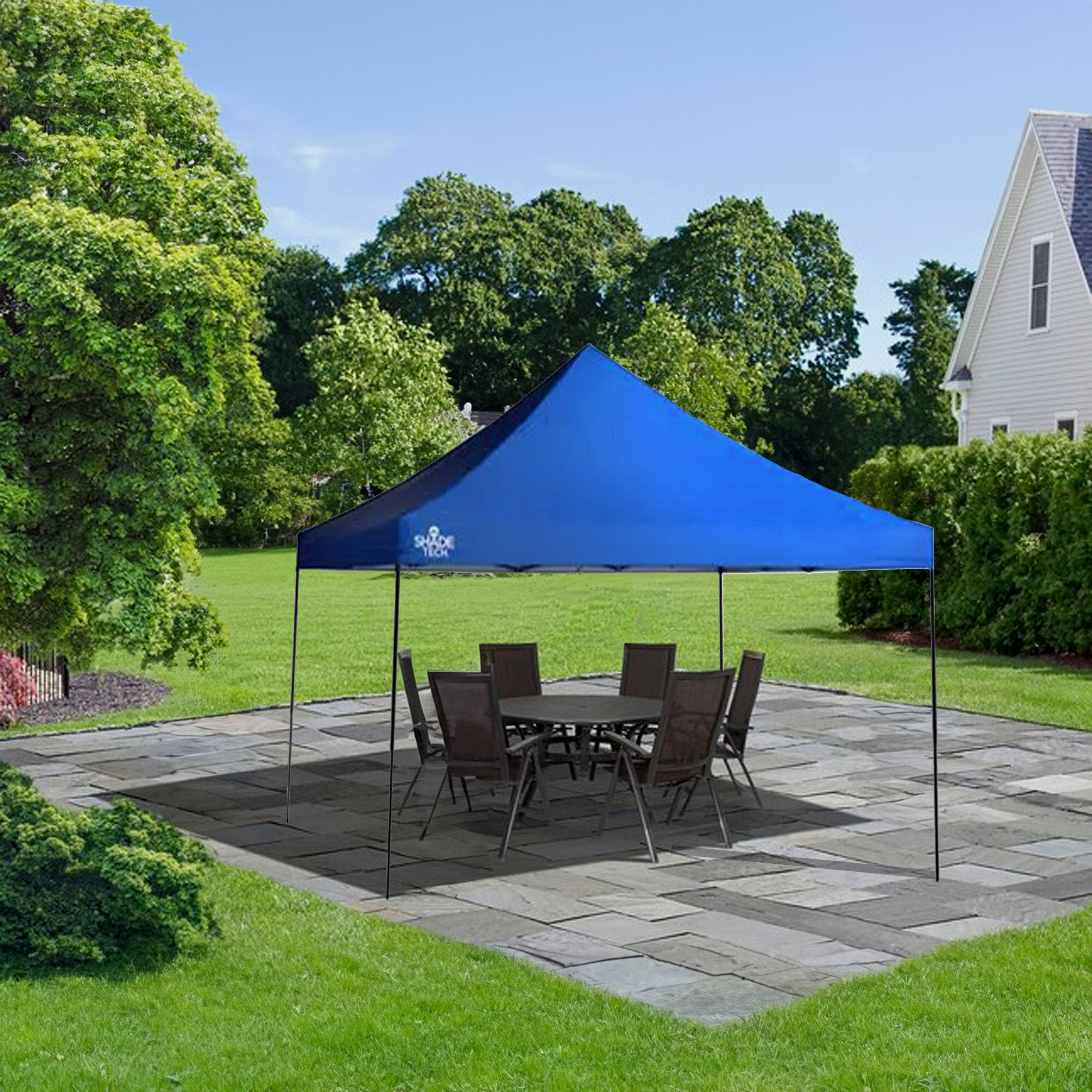 Quik Shade 10 by 10 Foot Shade Tech Single Push Instant Central Hub Canopy, Blue - VMInnovations