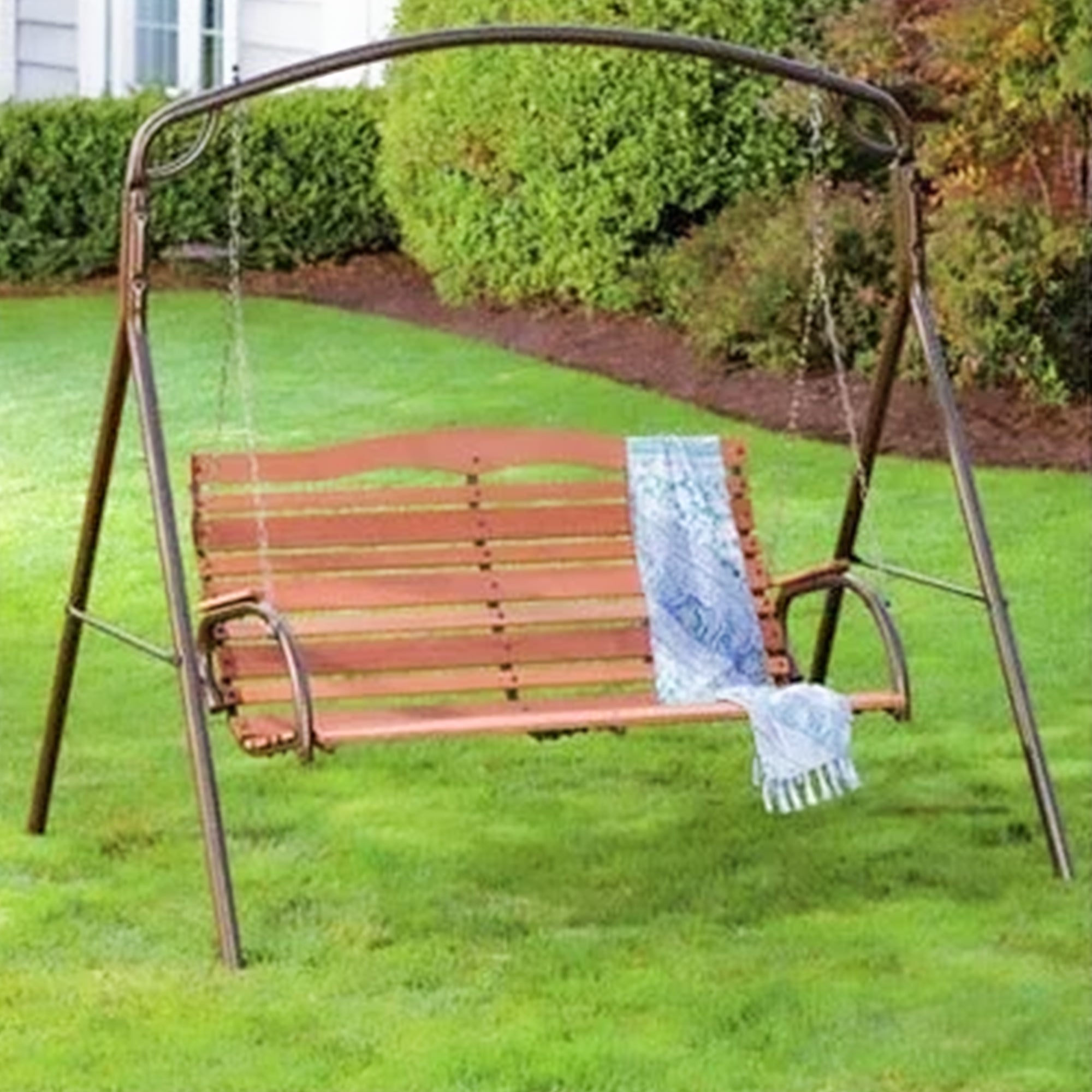 Woodlawn Swing Frame w/Steel Tubing & Powder Coated Finish, Bronze (Open Box) - VMInnovations