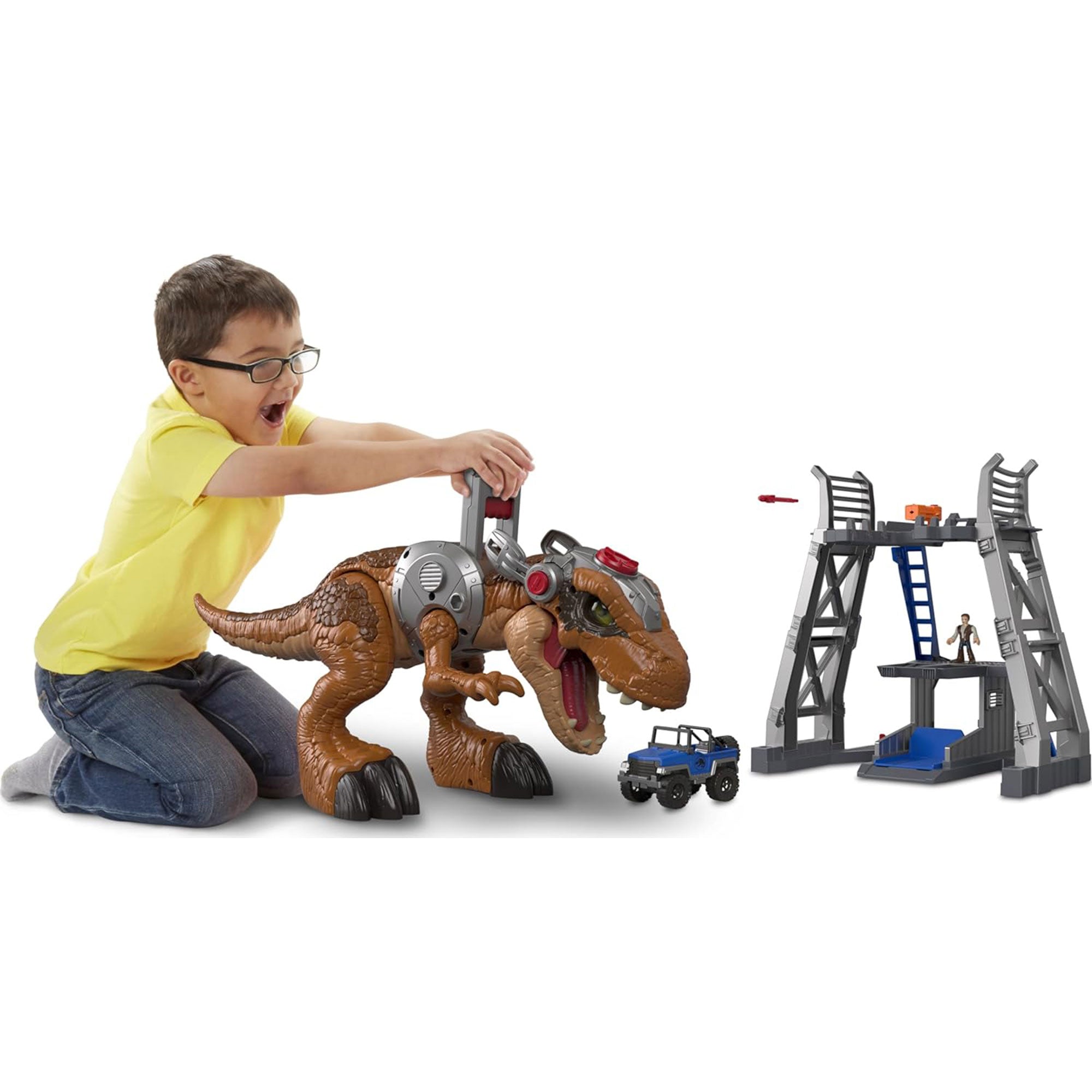 Fisher-Price Jurassic World T Rex Dinosaur Toy w/Owen Grady Figure (Open Box) - VMInnovations