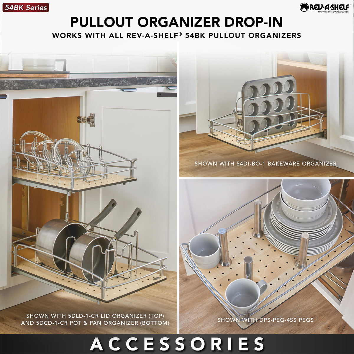Rev-A-Shelf Solid Bottom Pullout Base Soft-close Cabinet Organizer, 54BK-15SC-1