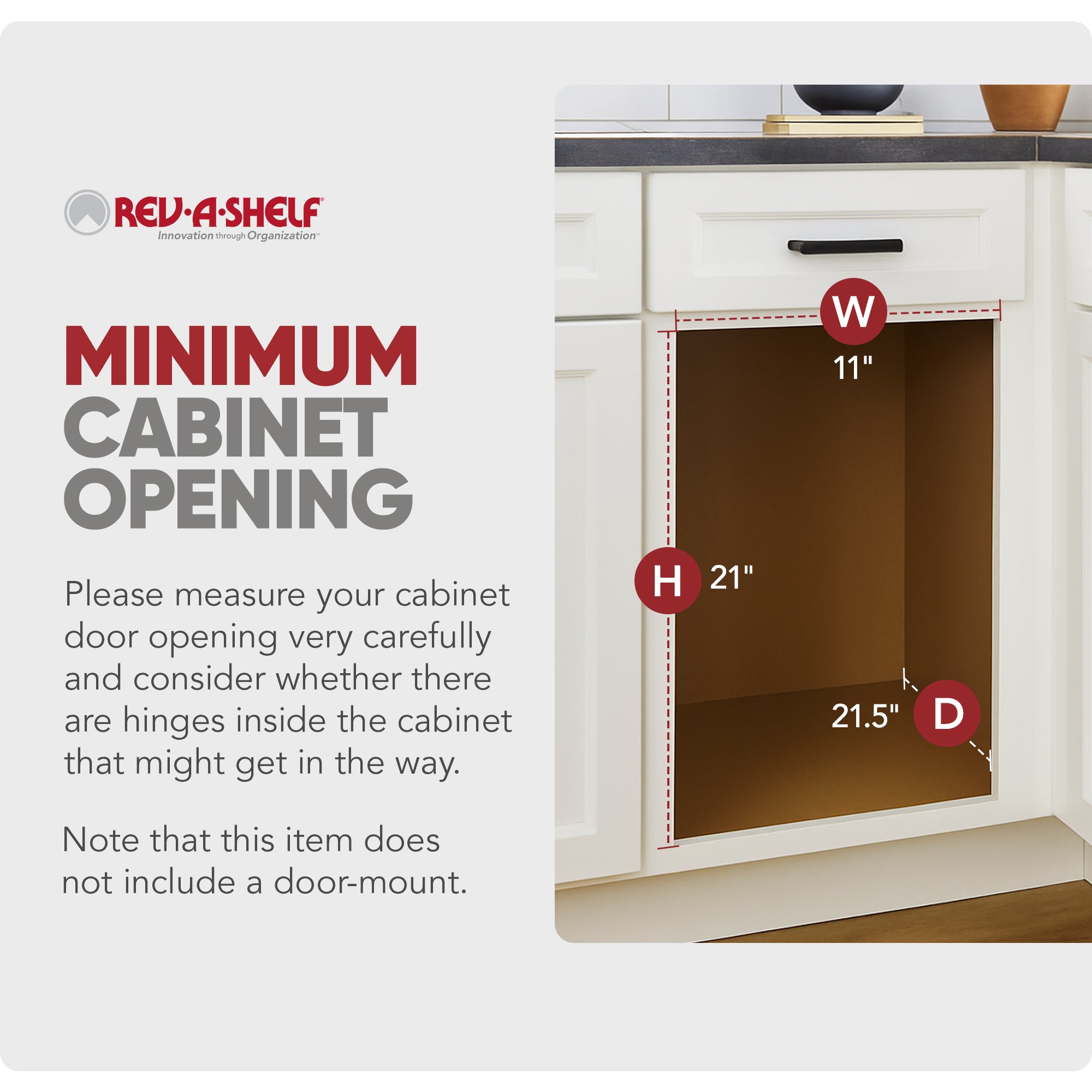 Rev-A-Shelf Single 35 qt. Pullout Trash Container, Gray, 54WC-1535SC-17-1