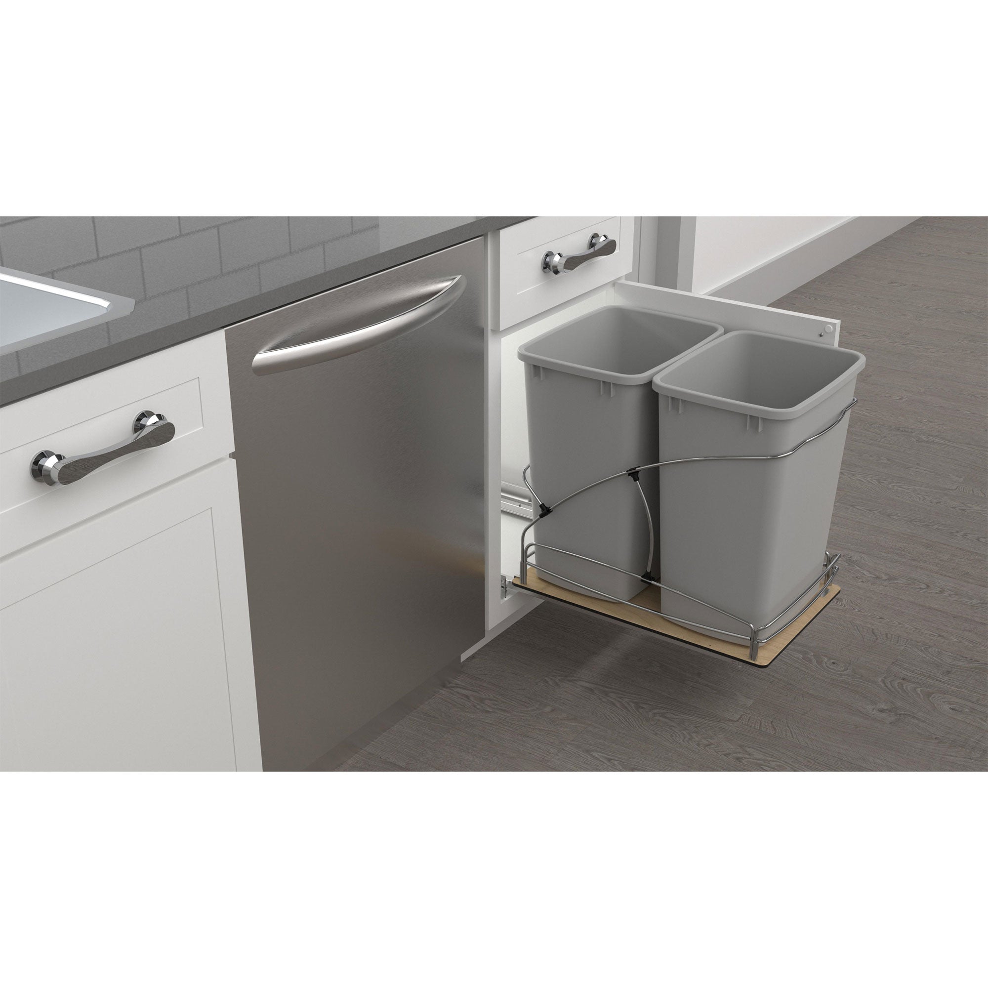 Rev-A-Shelf Double 35 qt. Pullout Trash Containers, Gray, 54WC-1835SC-17-1 - VMInnovations