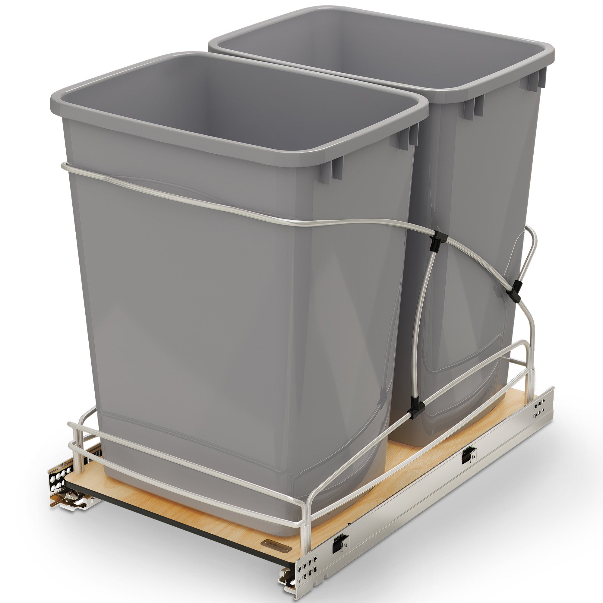 Rev-A-Shelf Double 35 qt. Pullout Trash Containers, Gray, 54WC-1835SC-17-1