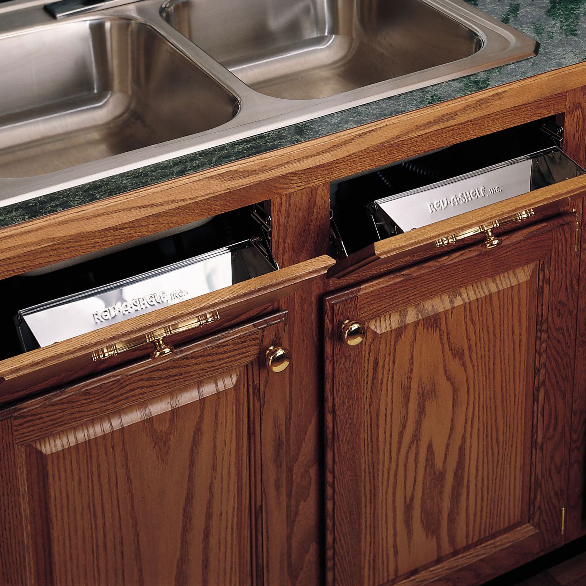 Rev-A-Shelf 10" Tip Out Tray w/ Soft-close for Sink Base Cabinet, 6581-10SS-SC-1