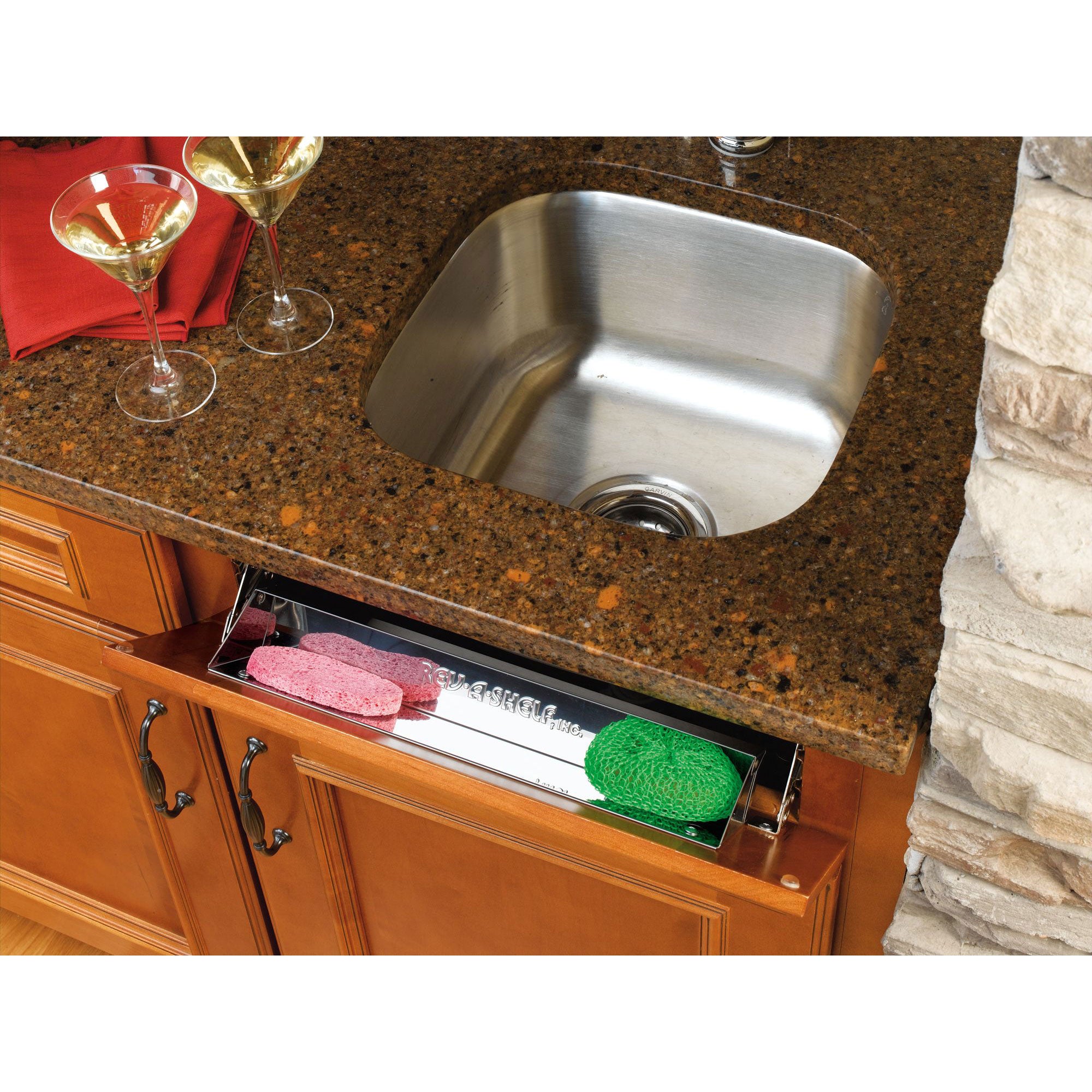 Rev-A-Shelf 16" Tip Out Tray w/ Soft-close for Sink Base Cabinet, 6581-16SS-SC-1 - VMInnovations