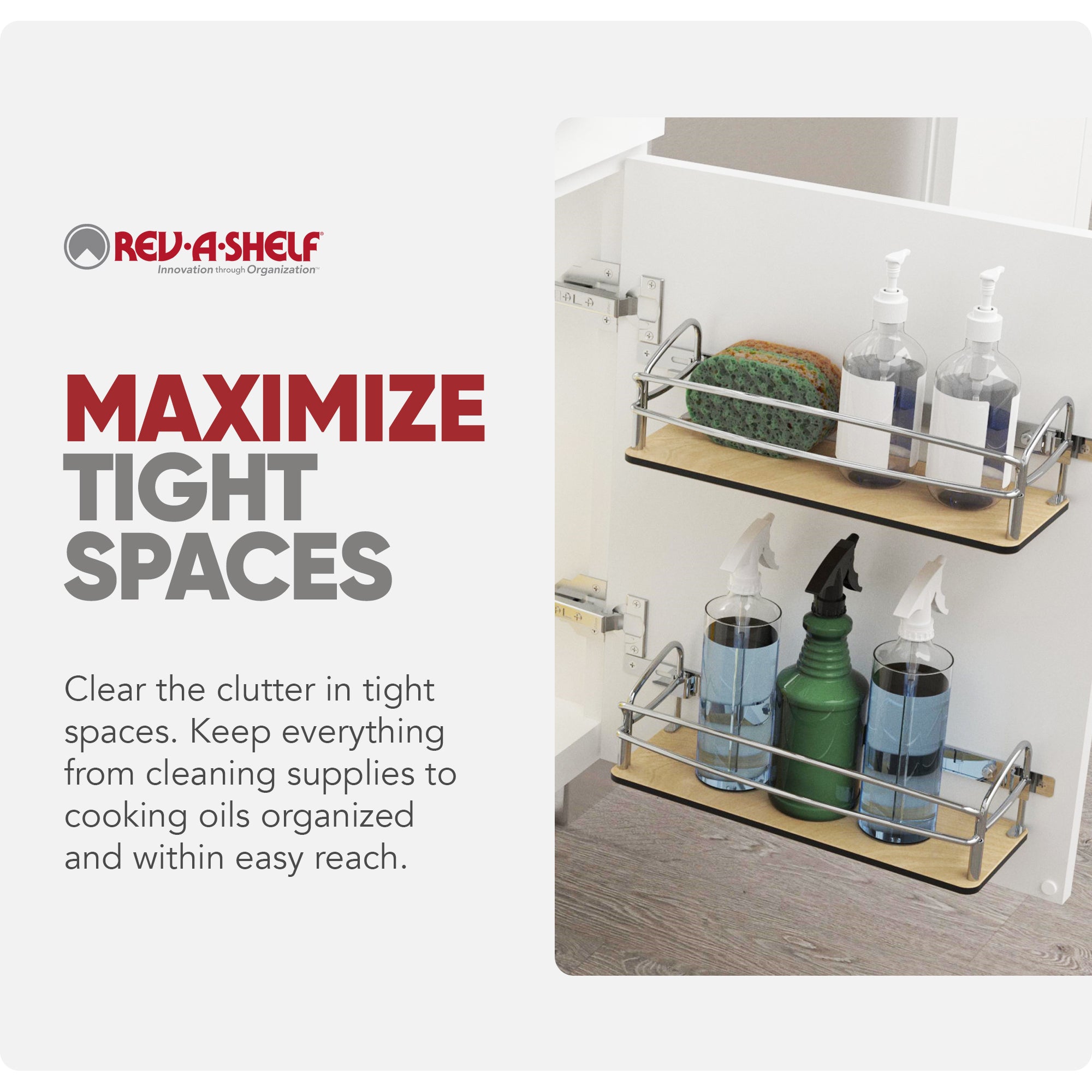 Rev-A-Shelf Steel Door/Wall Mount Spice Rack Pantry Shelf Organizer, 54DS-14-1