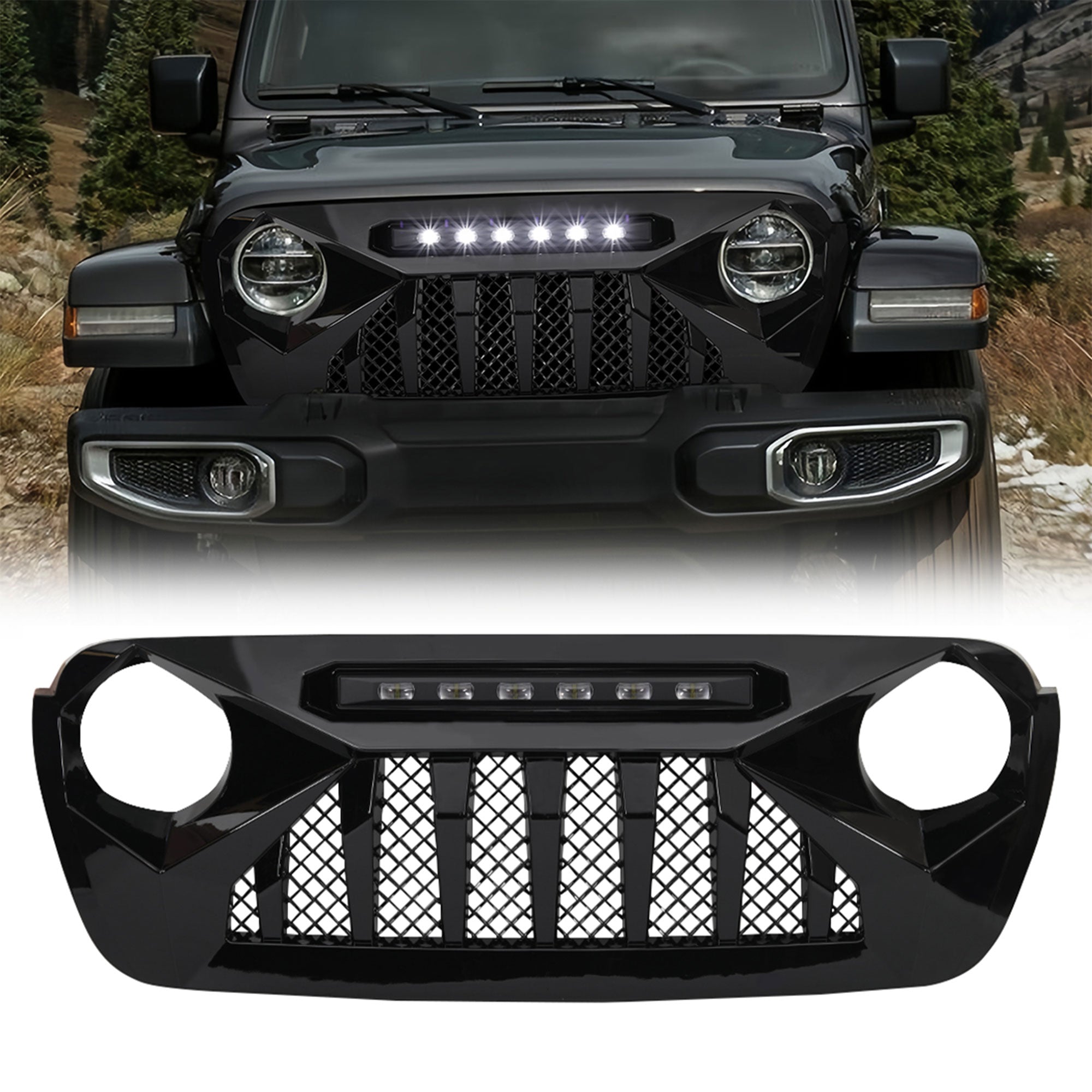 American Modified Shark Grille for 07-18 Wrangler JK/JKU, Glossy Black (Used) - VMInnovations