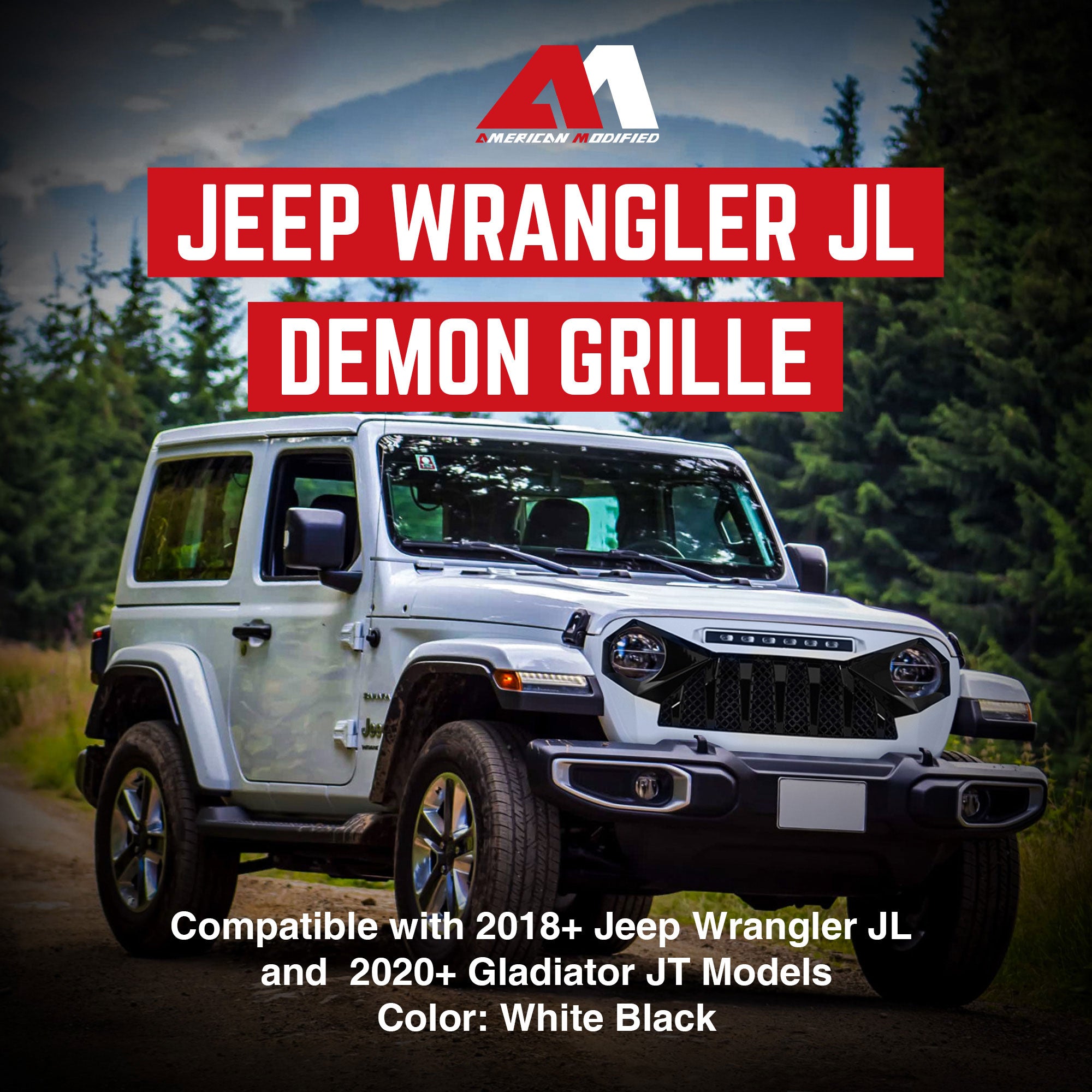 AMERICAN MODIFIED Demon Grille, 2018-2023 Wrangler JL & Gladiator JT(Open Box) - VMInnovations